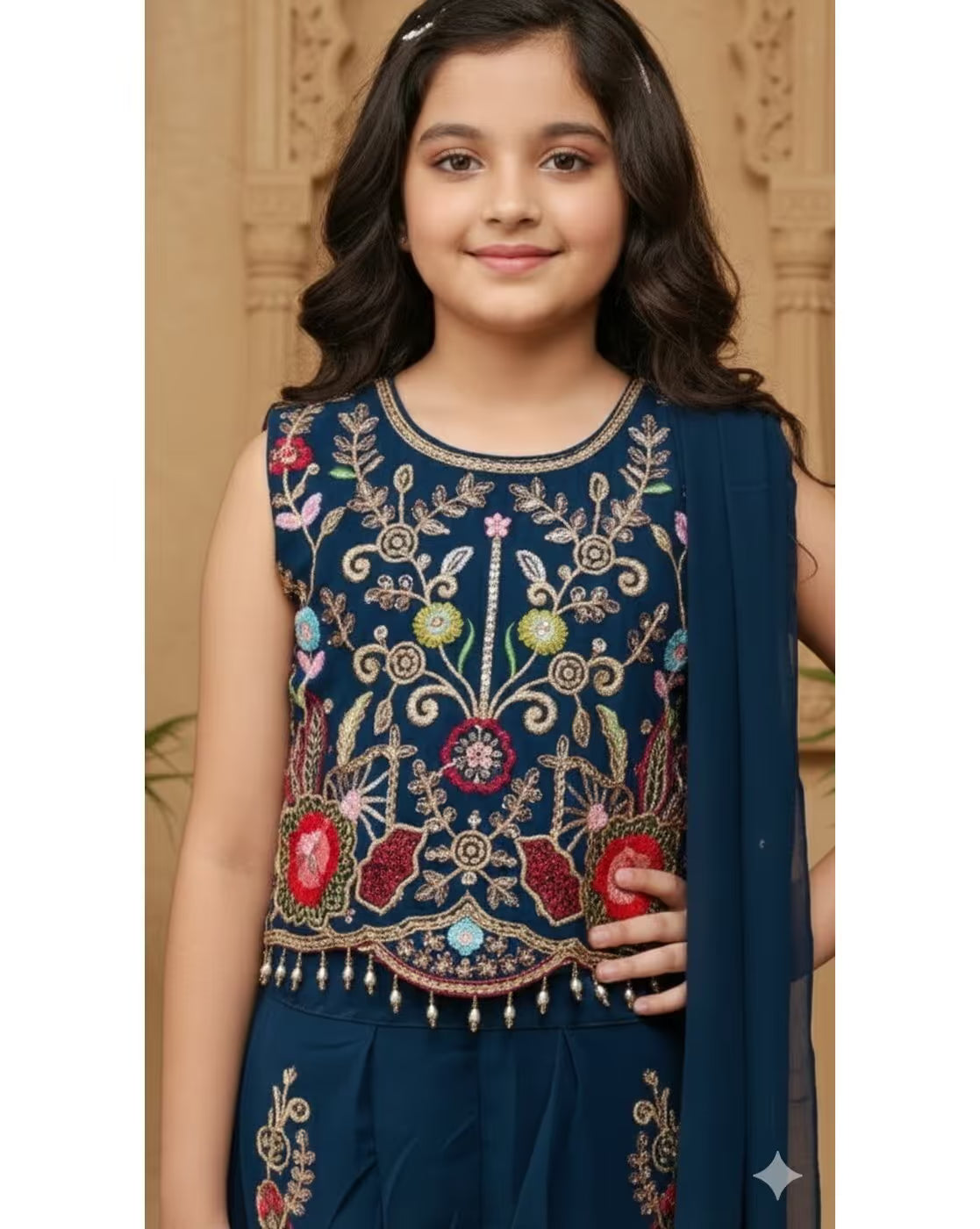 Girls Embroidered 3-Piece Kurta Suit Set
