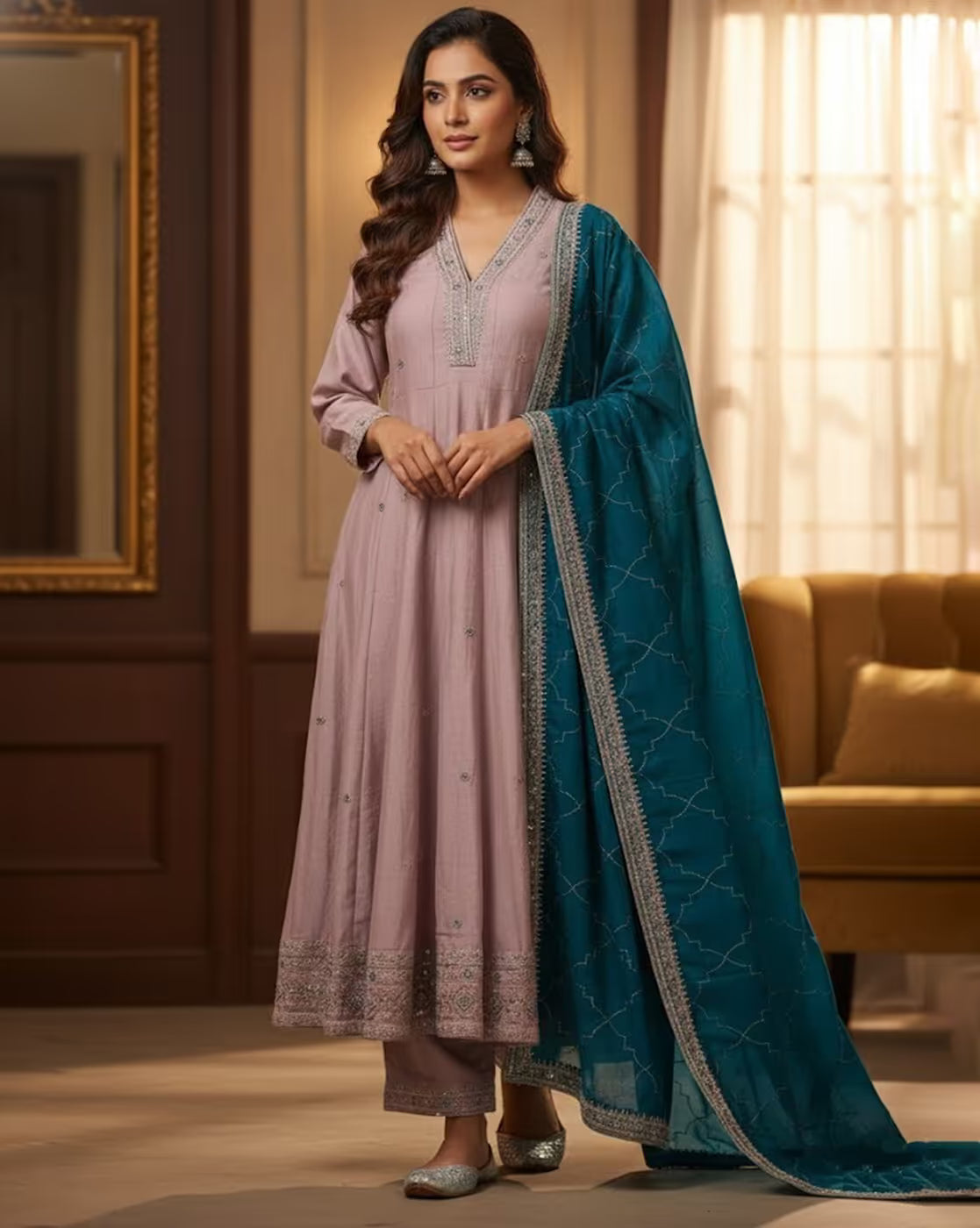 Women Embroidered 3-Piece Anarkali Kurta Set