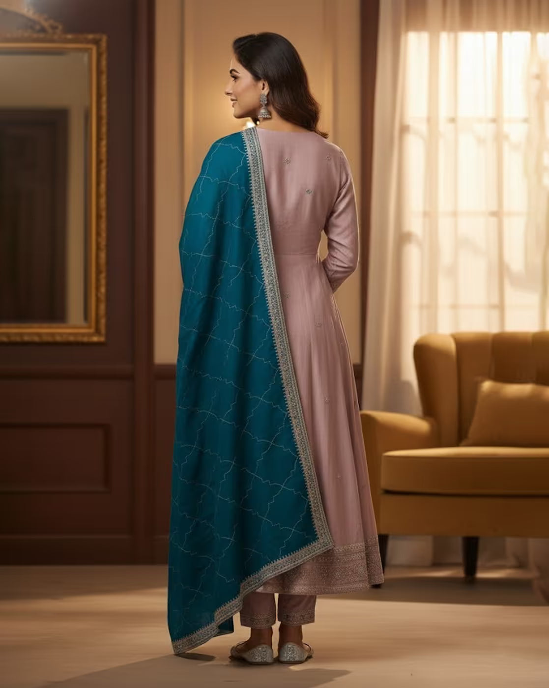Women Embroidered 3-Piece Anarkali Kurta Set