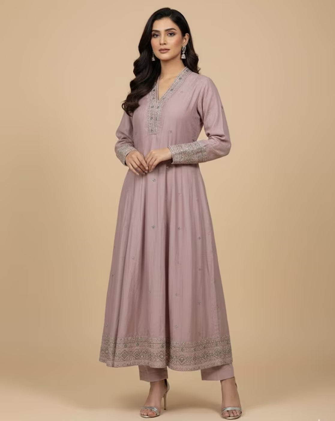 Women Embroidered 3-Piece Anarkali Kurta Set
