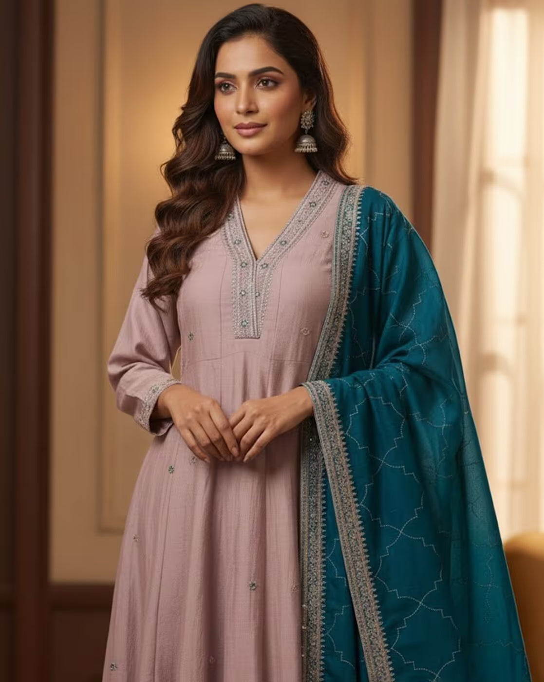 Women Embroidered 3-Piece Anarkali Kurta Set