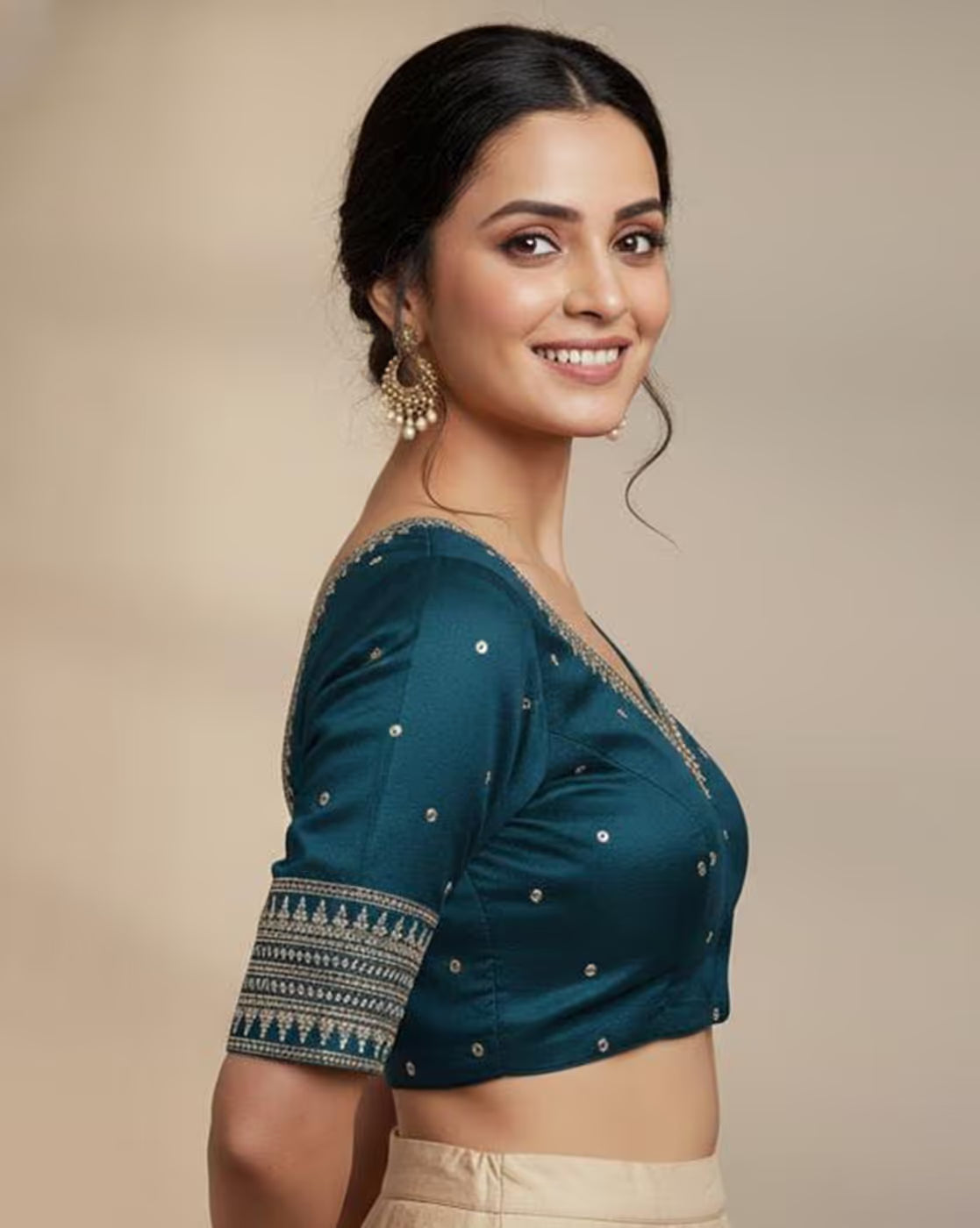 Embroidery Front Open Blouse