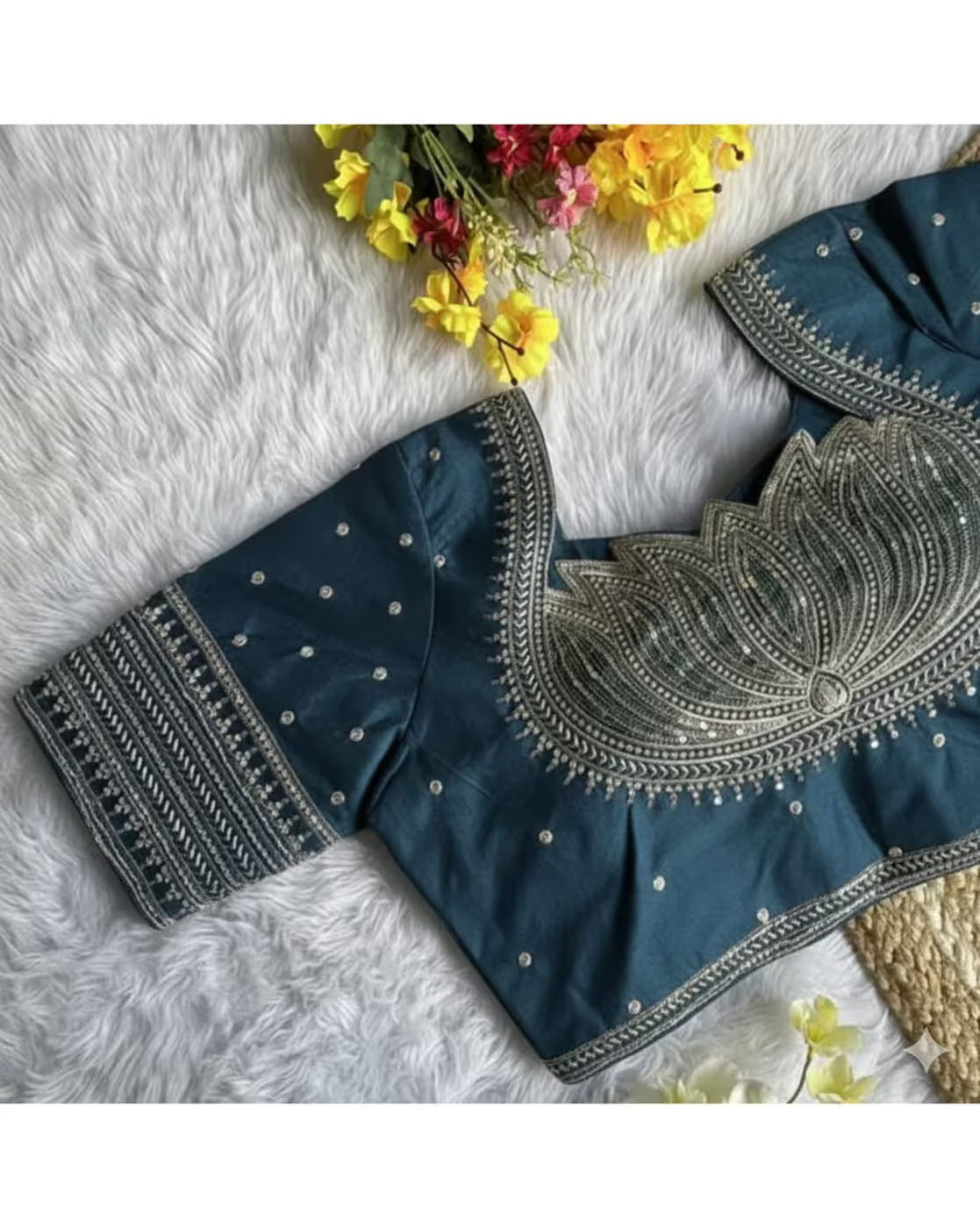 Embroidery Front Open Blouse