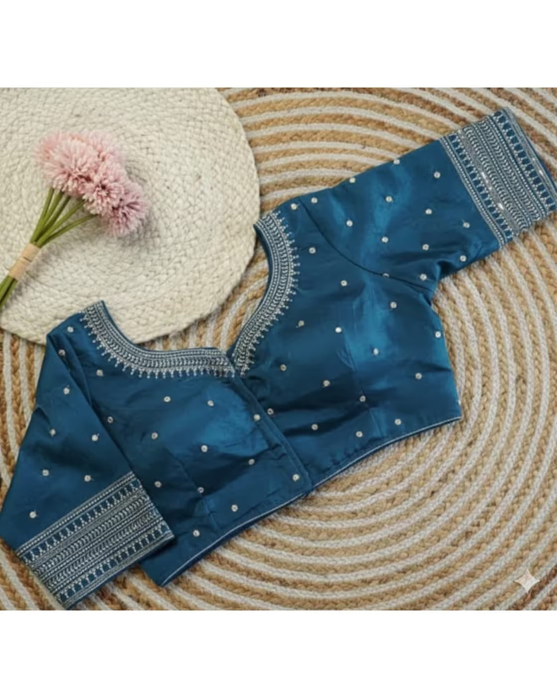 Embroidery Front Open Blouse