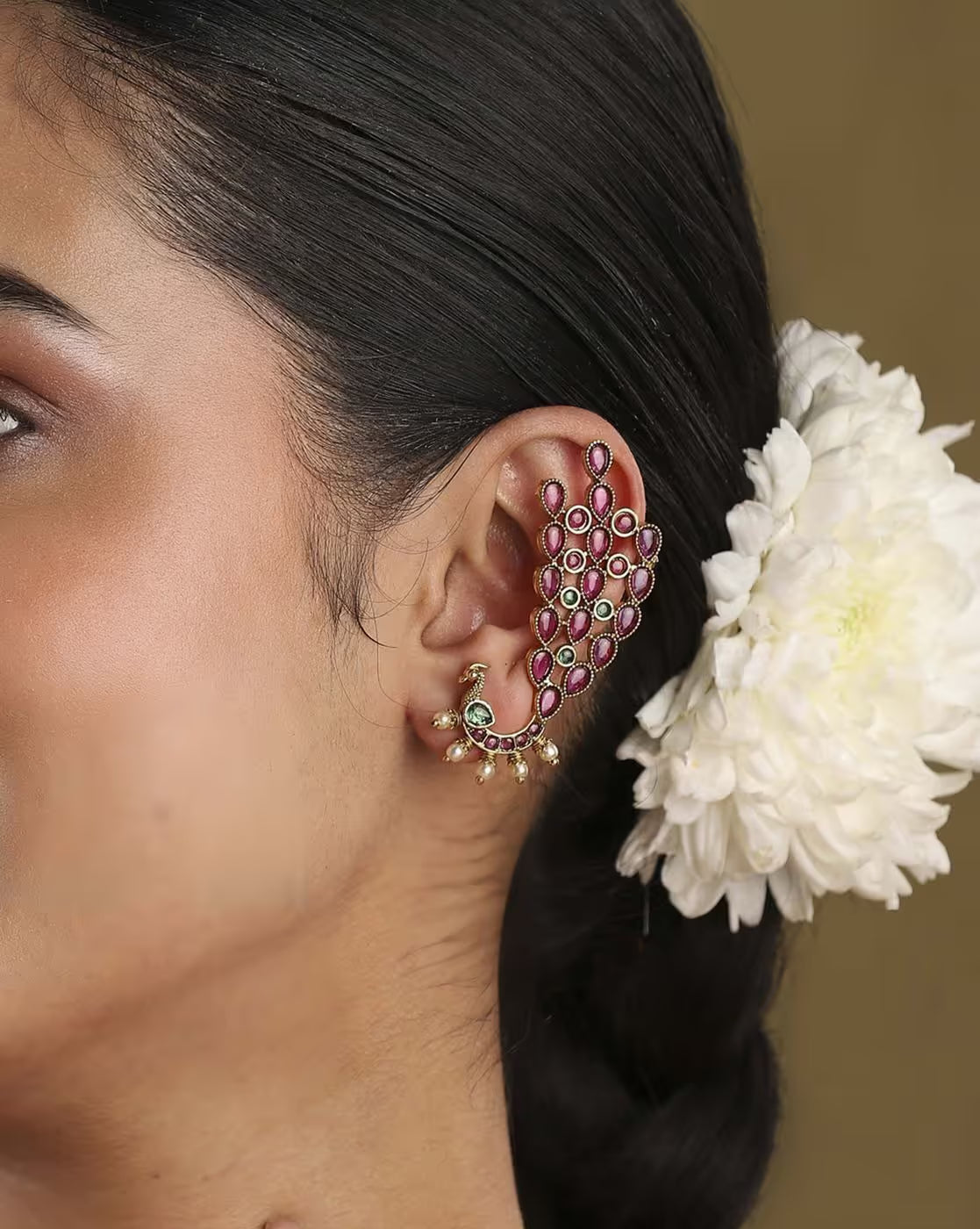 Women Stone-Studded Ear Cuff Earrings | FS