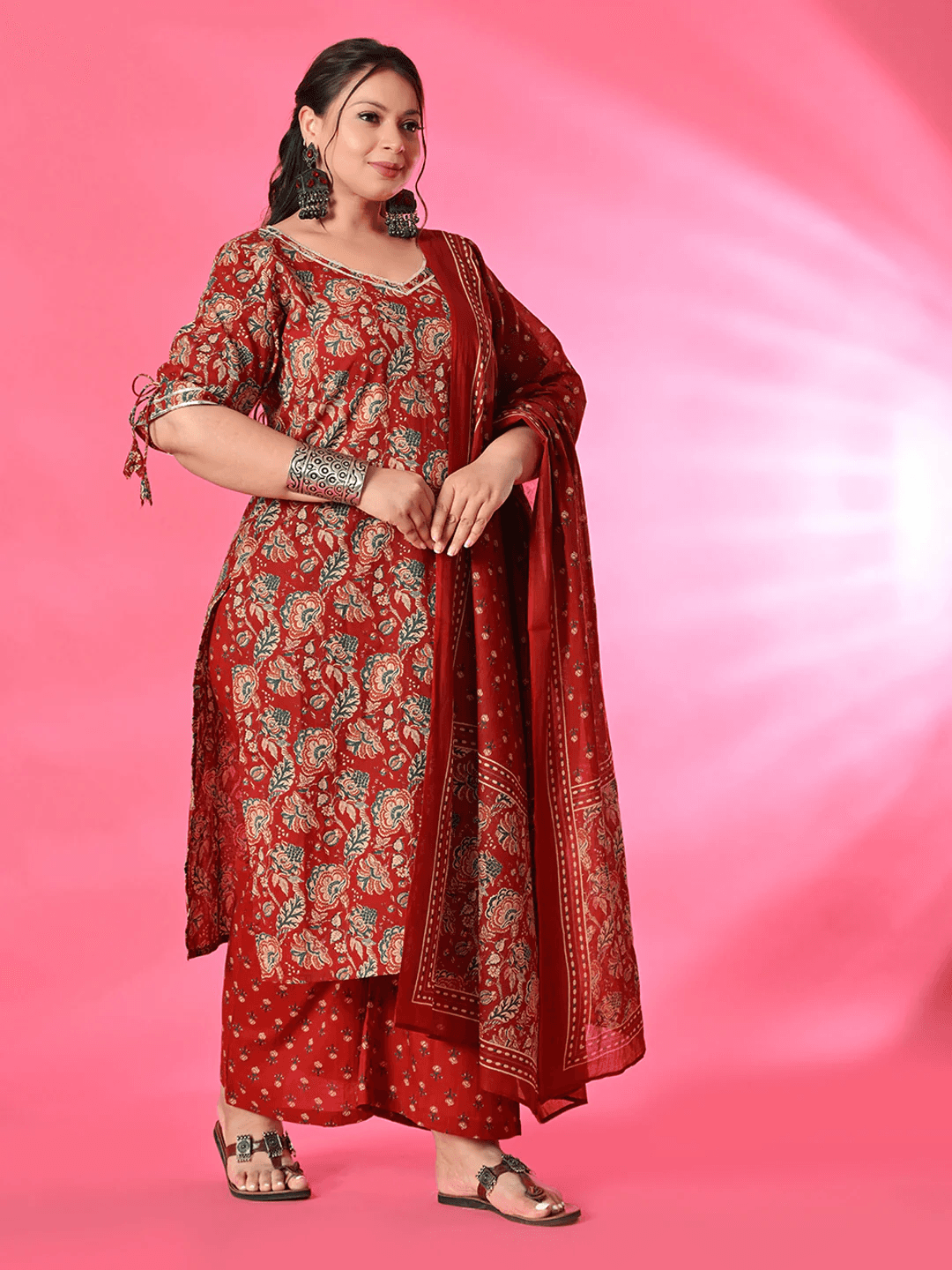 Embroidered Georgette Anarkali Kurta - Three-Piece Set