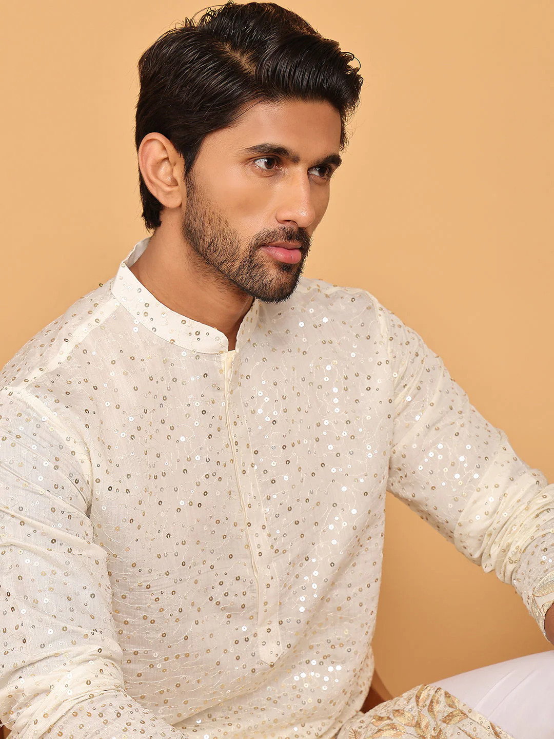 Premium Embroidered and Sequins Silk Blend Kurtas.