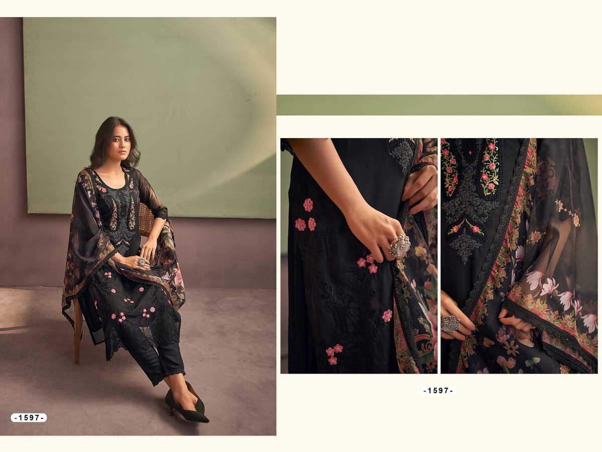 Embroidered organza kurta sets