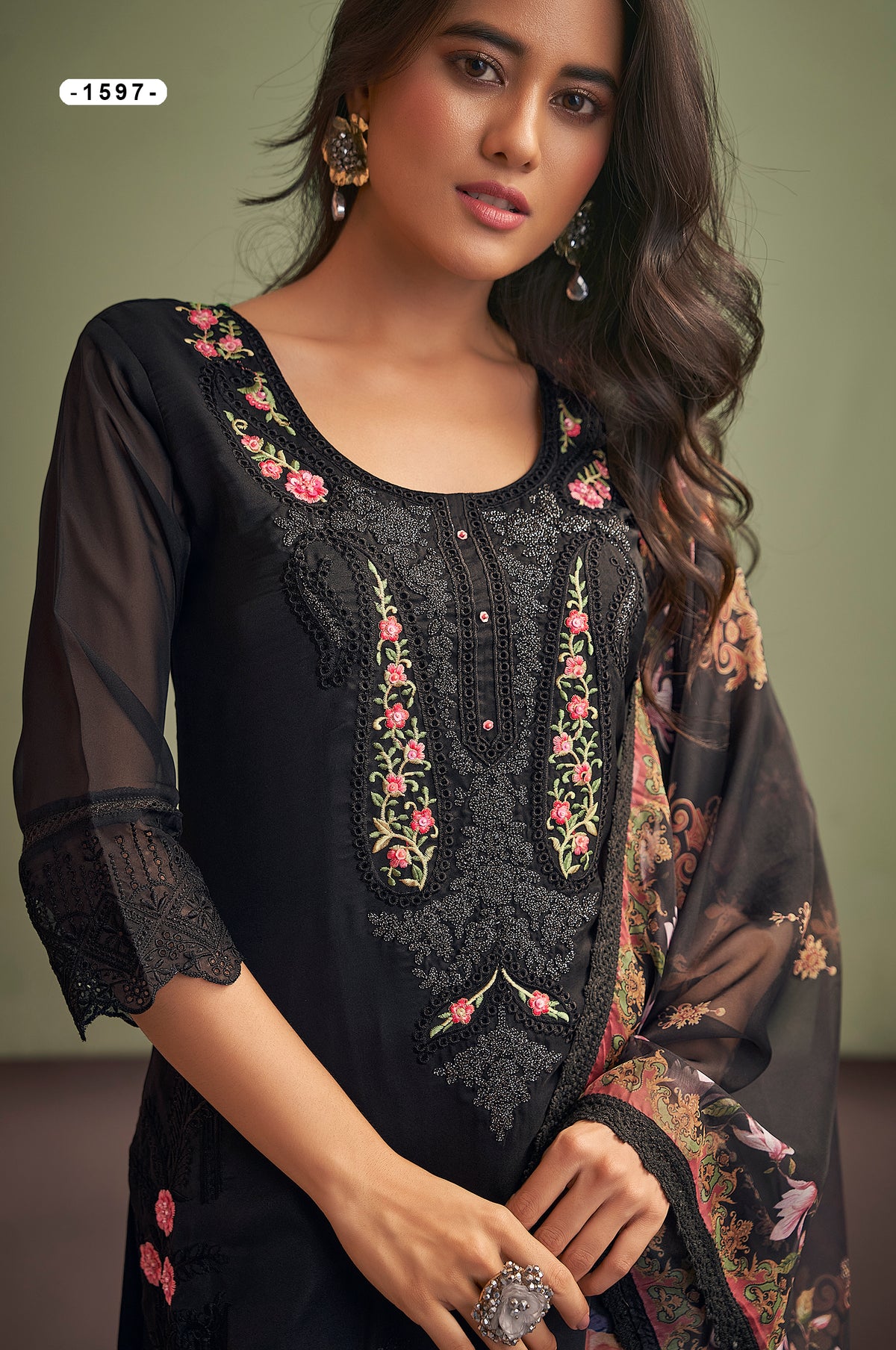 Embroidered organza kurta sets
