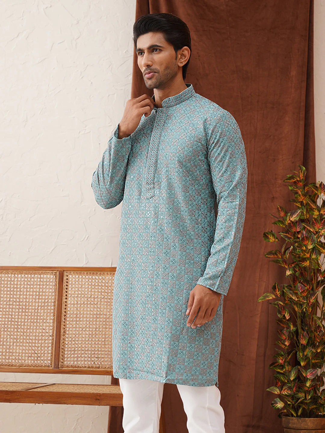 Embroidered Staight Kurtas For Men