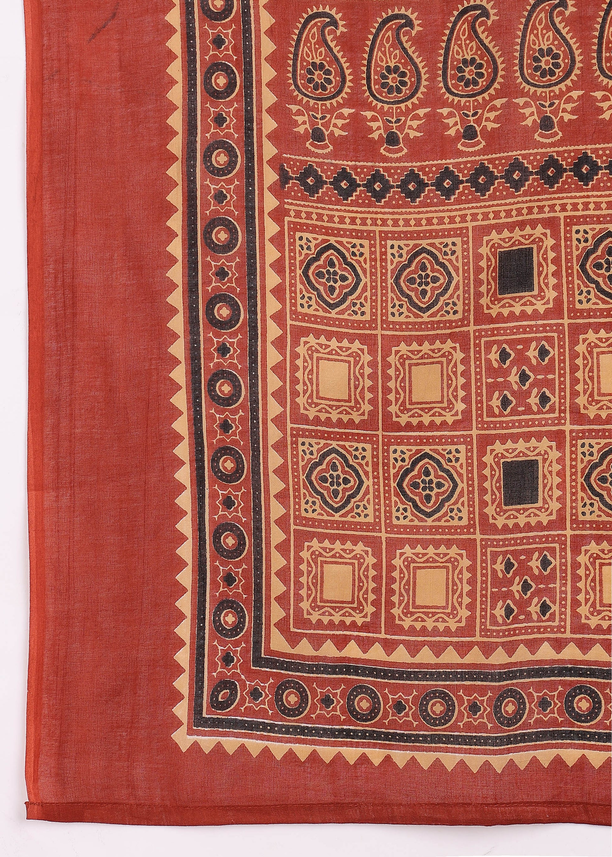 Red Cotton Straight Kurta Set with Printed Dupatta aromie