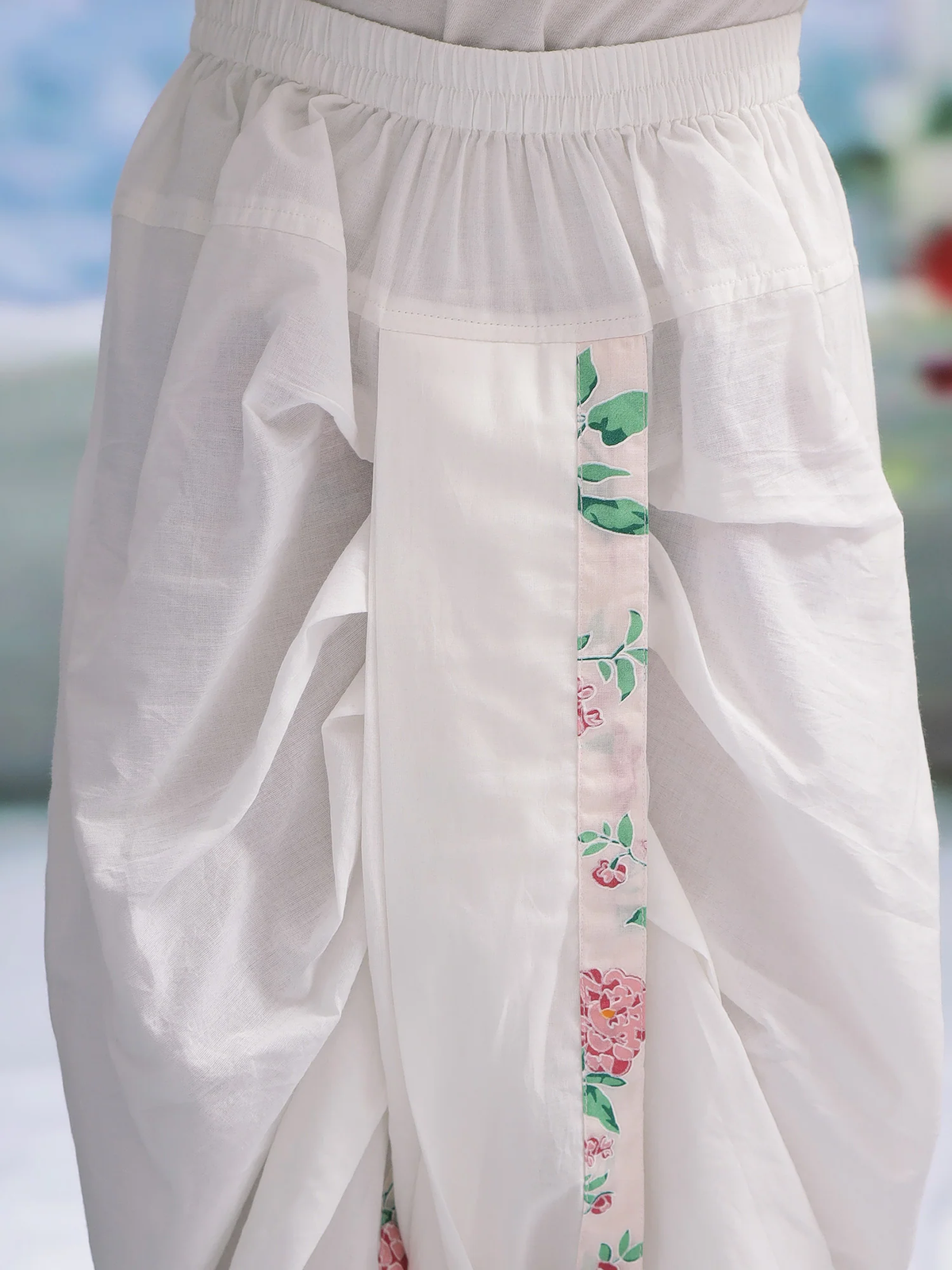 Baby Pink Floral Butterfly Nehru Jacket with Cotton Kurta Dhoti Set