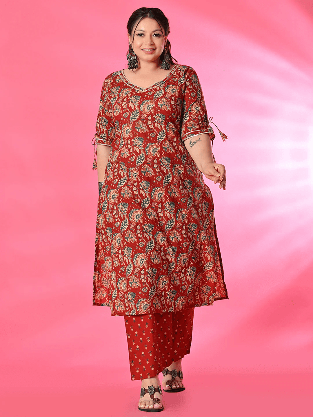 Embroidered Georgette Anarkali Kurta - Three-Piece Set