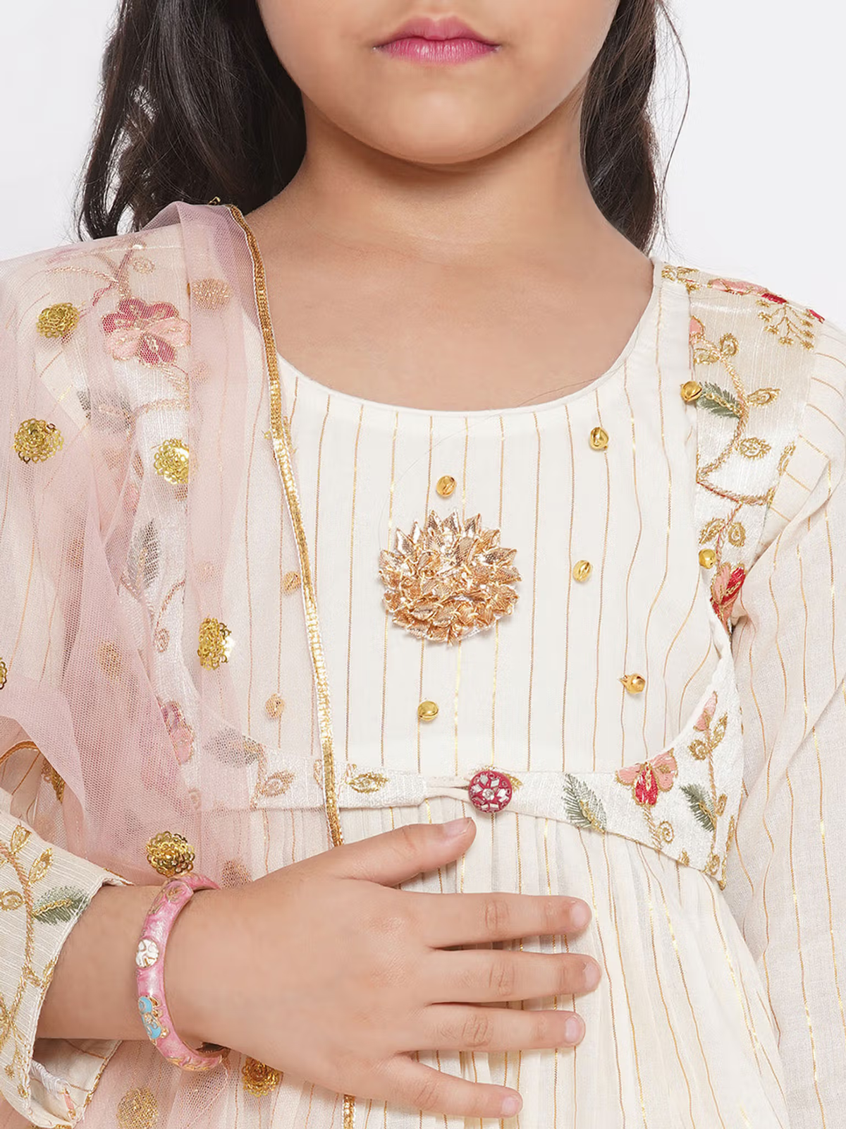 Floral Embroidered Anarkali Kurta Set for Kids