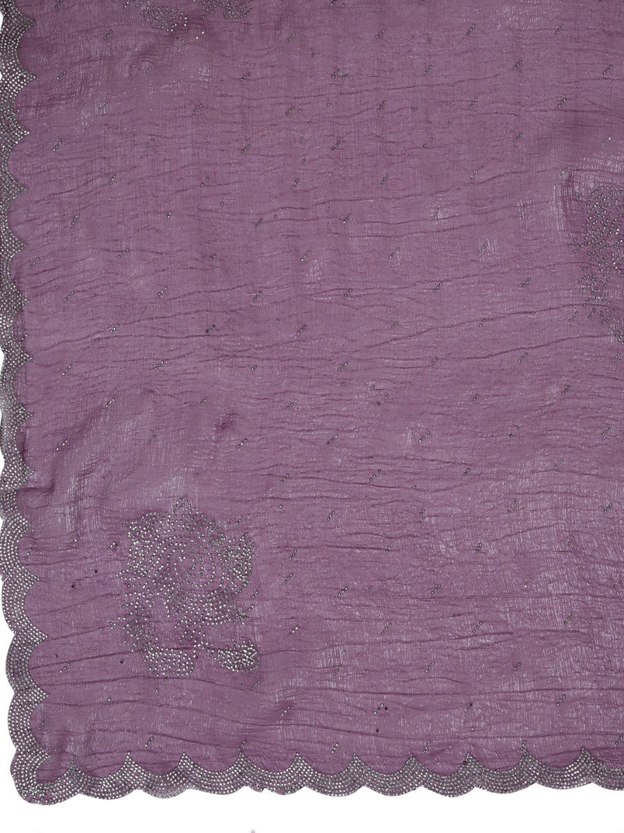 Shimmer Chiffon Dusty Grape Saree with Mini Stone Work