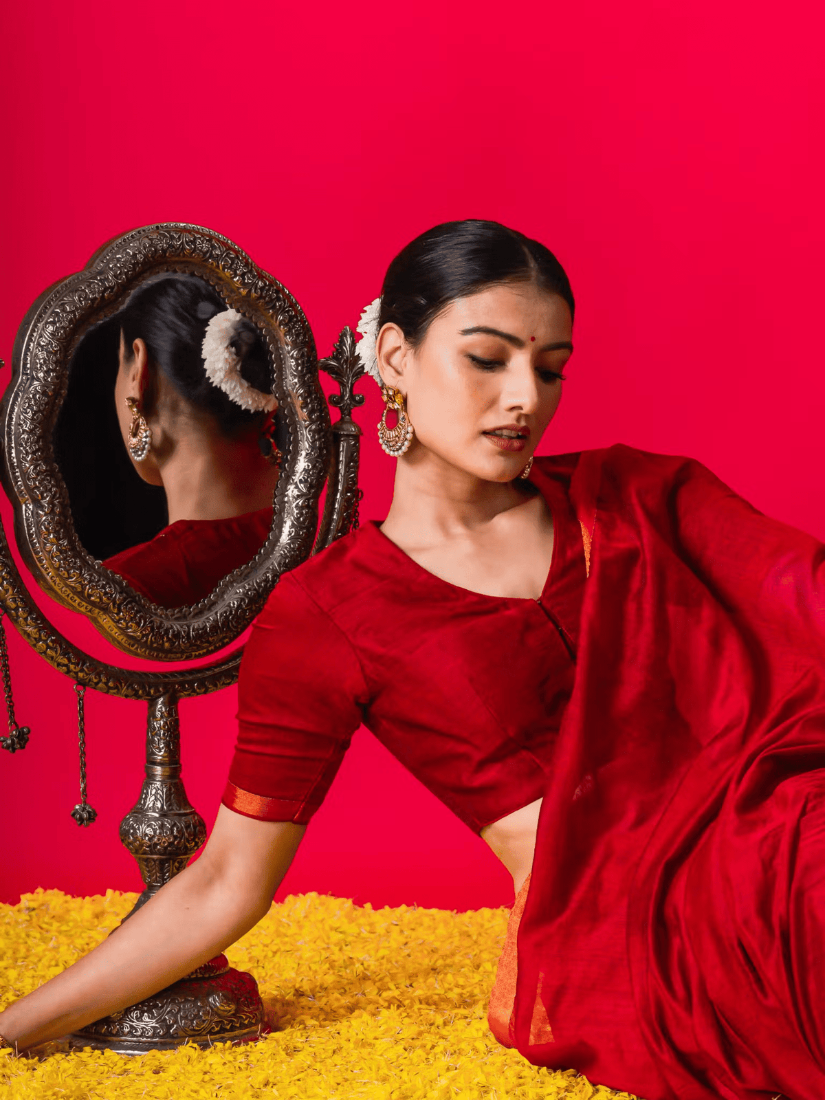 2 - Pack Cotton Blend Sarees with Blouse – Festive Saree Combo for Women - aromie