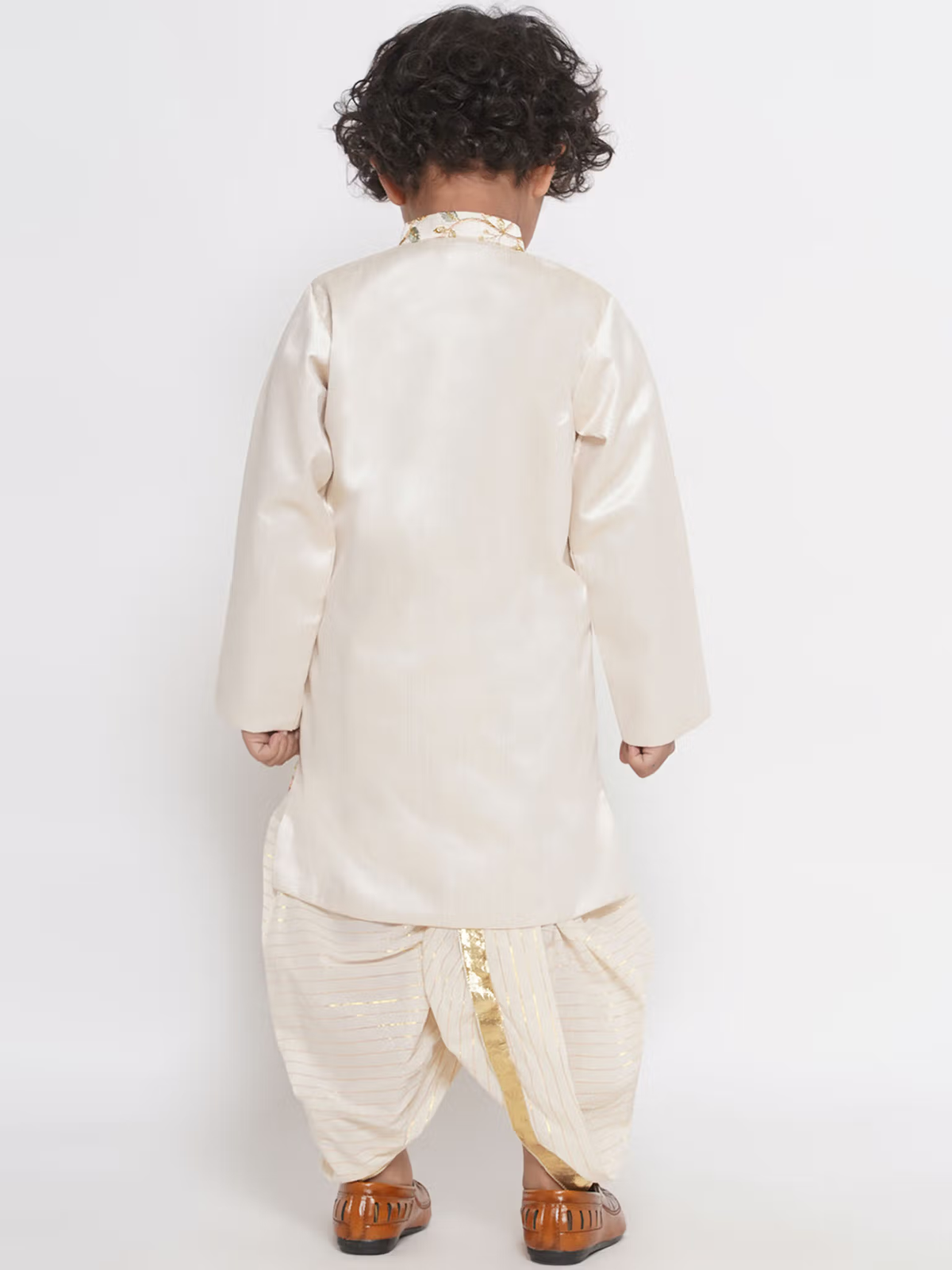 Boys Cream Floral Sherwani with Dhoti (Set of 2)