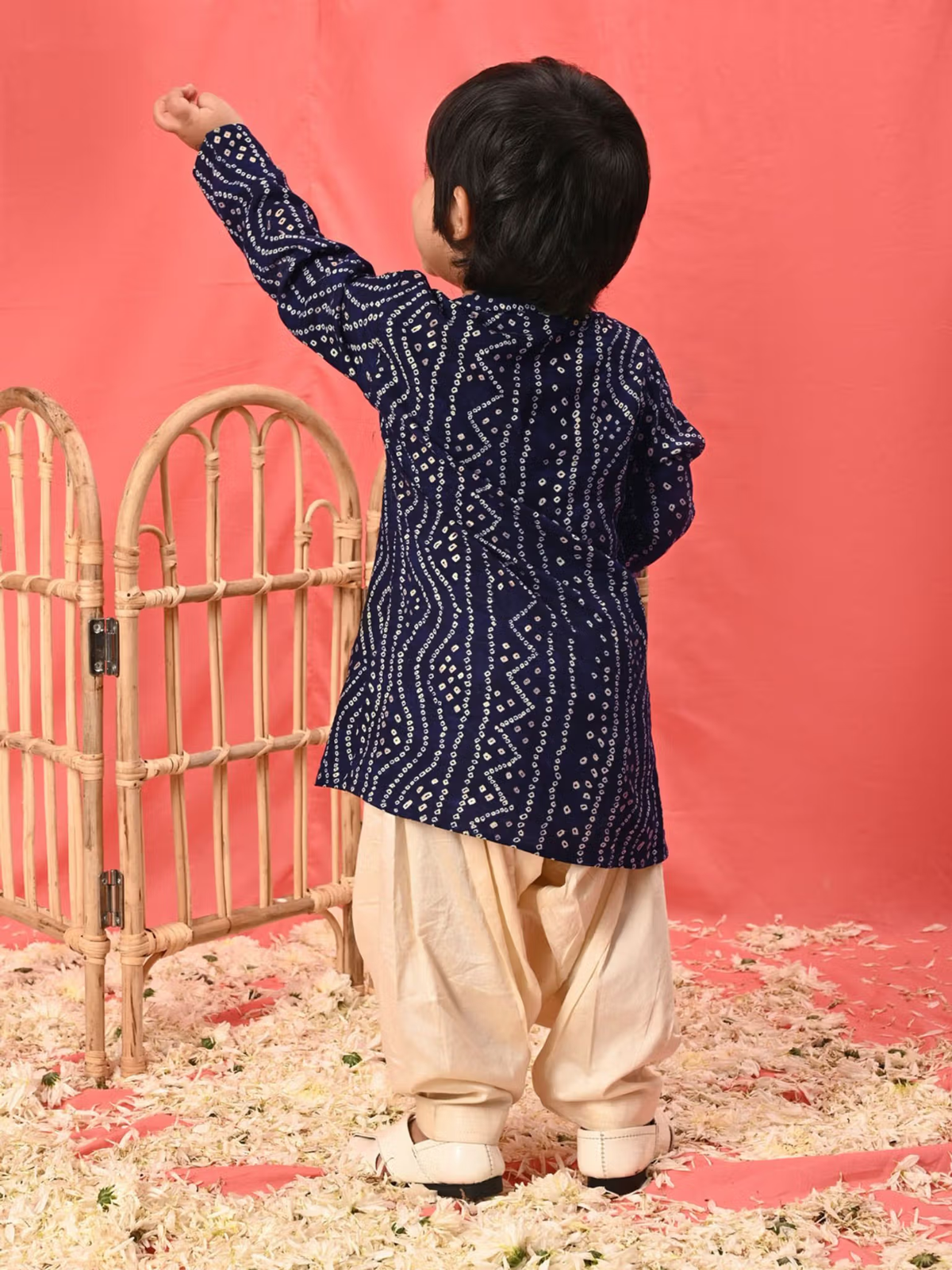 Infant Boys Navy Blue Rayon Kurta Patiala (Set of 2)