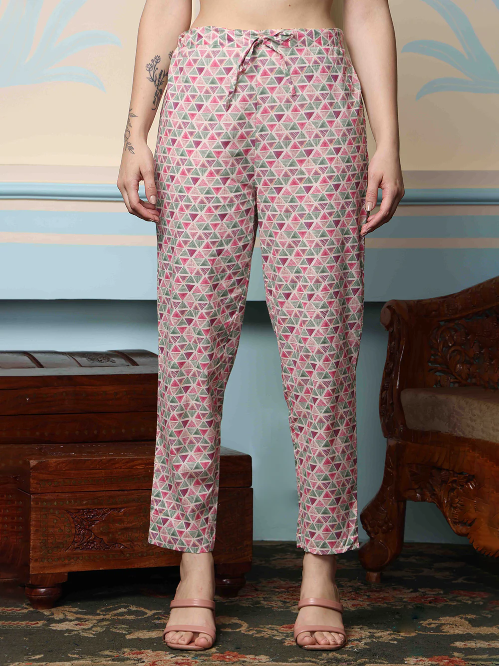 Soft Cotton Cream Floral Printed Anarkali Kurta With Cotton Printed Dupatta & Straight Bottom