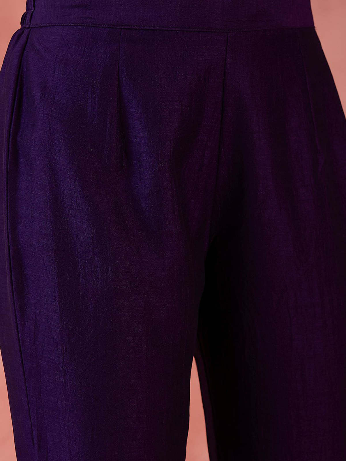Women’s Purple Embroidered Kurta Set with Trousers & Dupatta