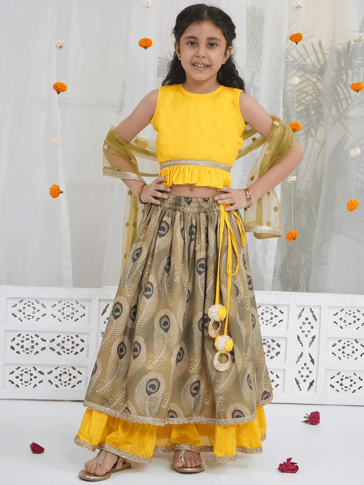 Girls Mor Pankh Lehenga Set