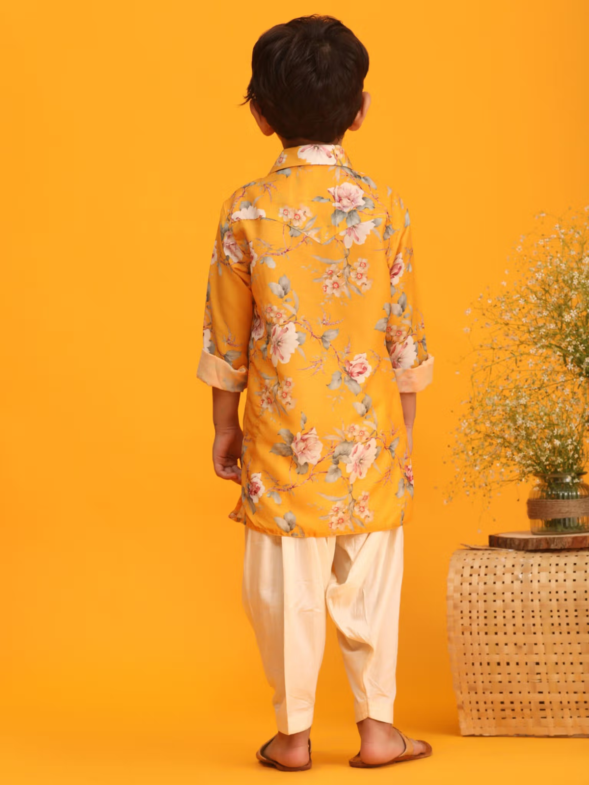 Boys Yellow Kurta Patiala (Set of 2)