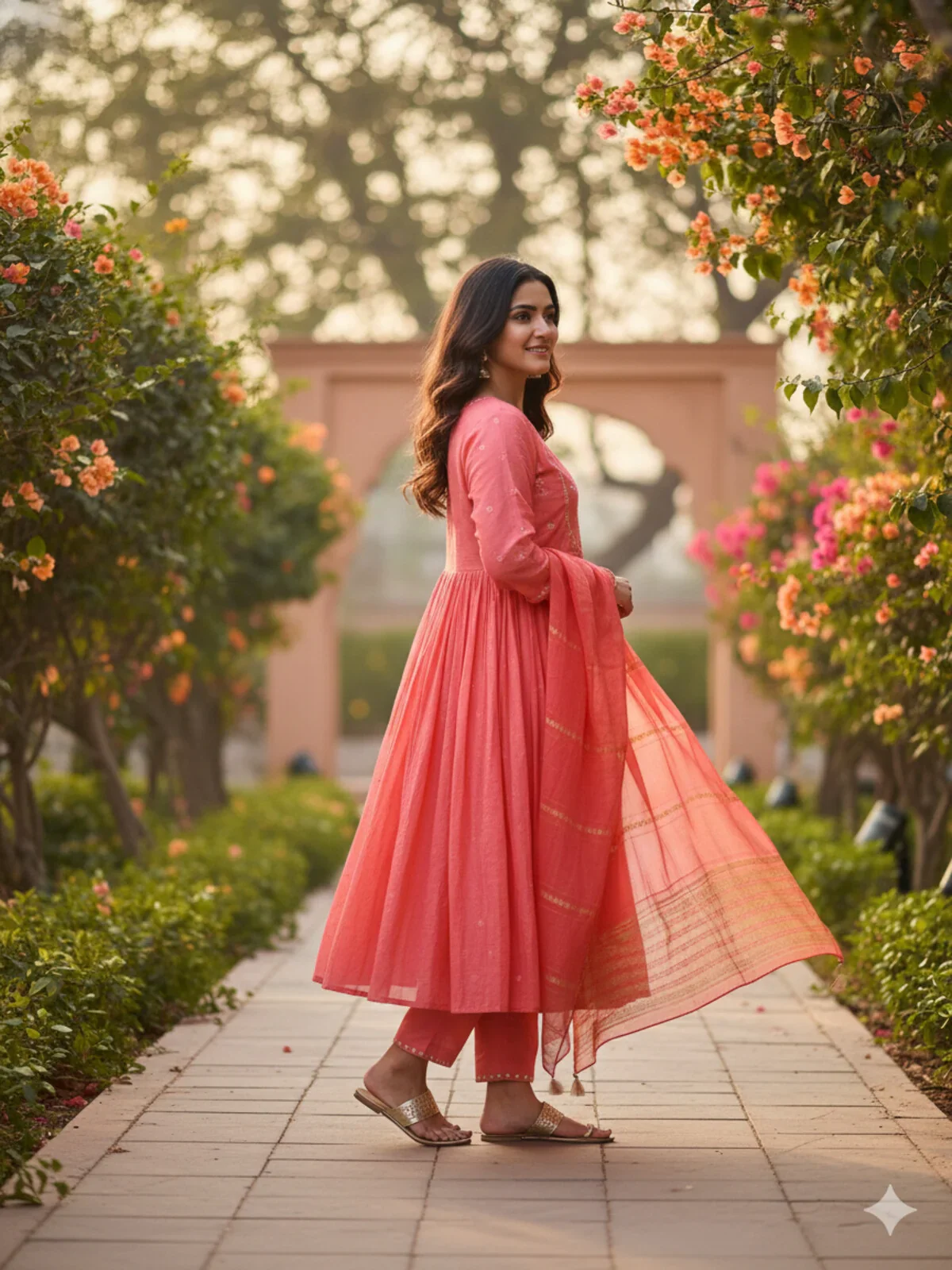 Embroidered Anarkali Calf Length Kurta and Pant With Dupatta
