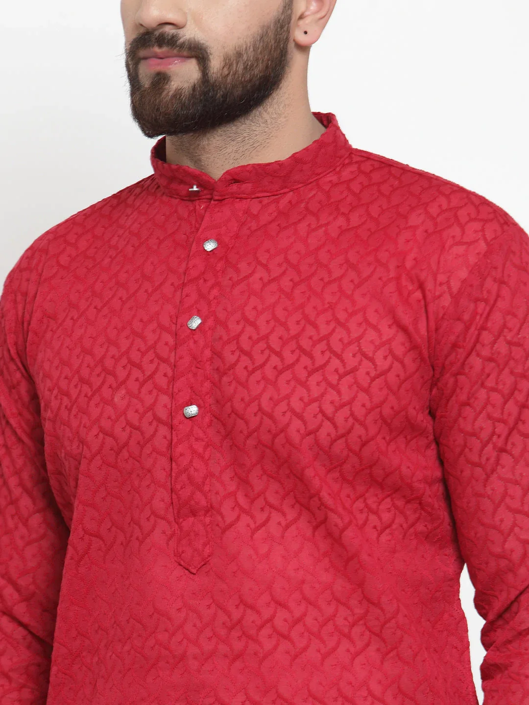 Jompers Men Maroon Chikan Kurta Only