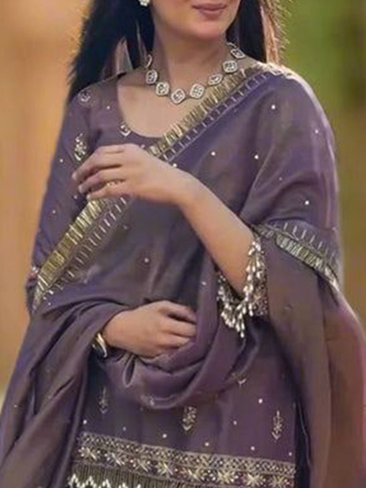 Women Embroidered Thread Work Pure Silk Kurti with Palazzos & Dupatta