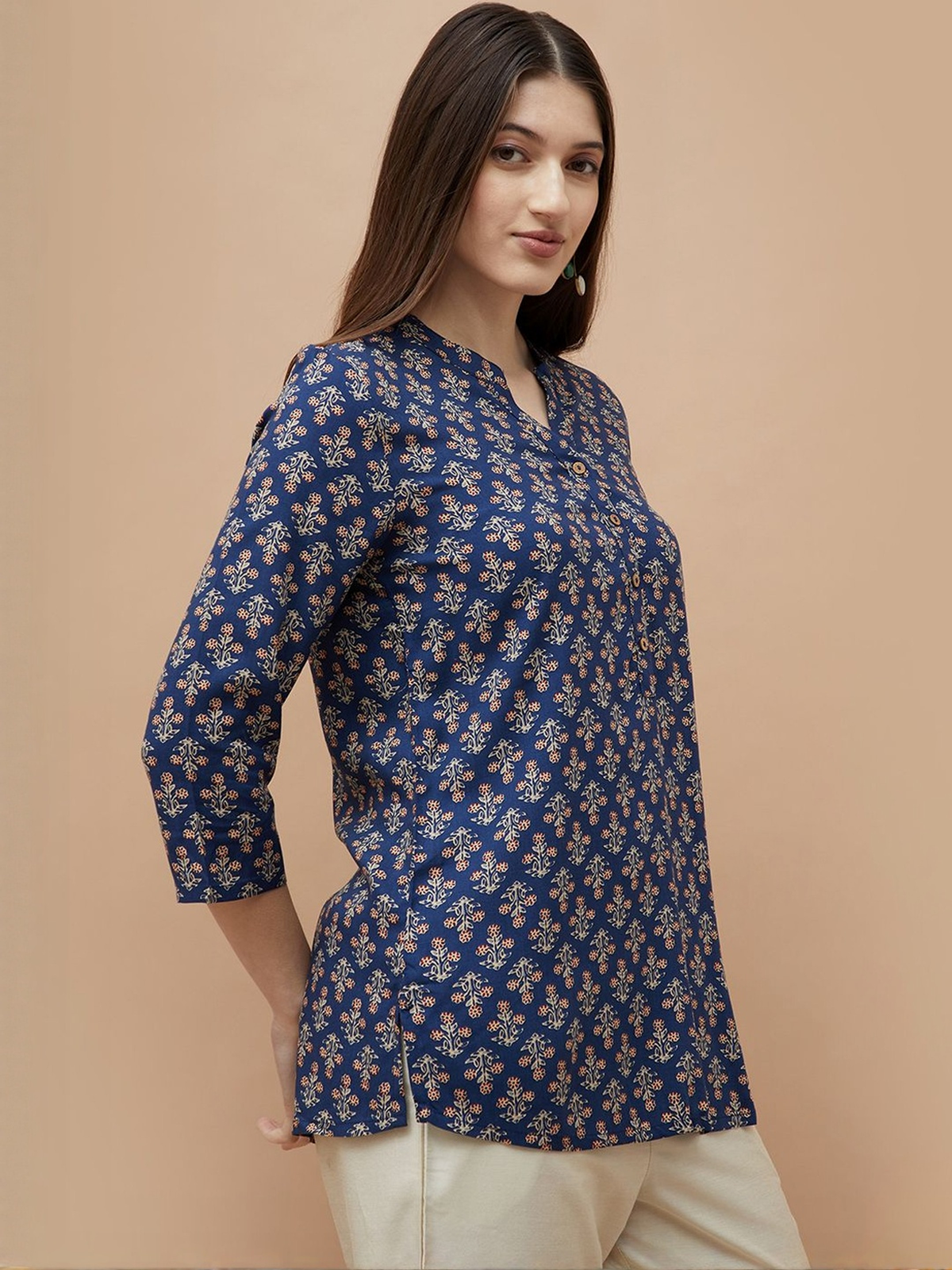 Women’s Violet & Maroon Floral Print Rayon Kurti AROMIE.STORE