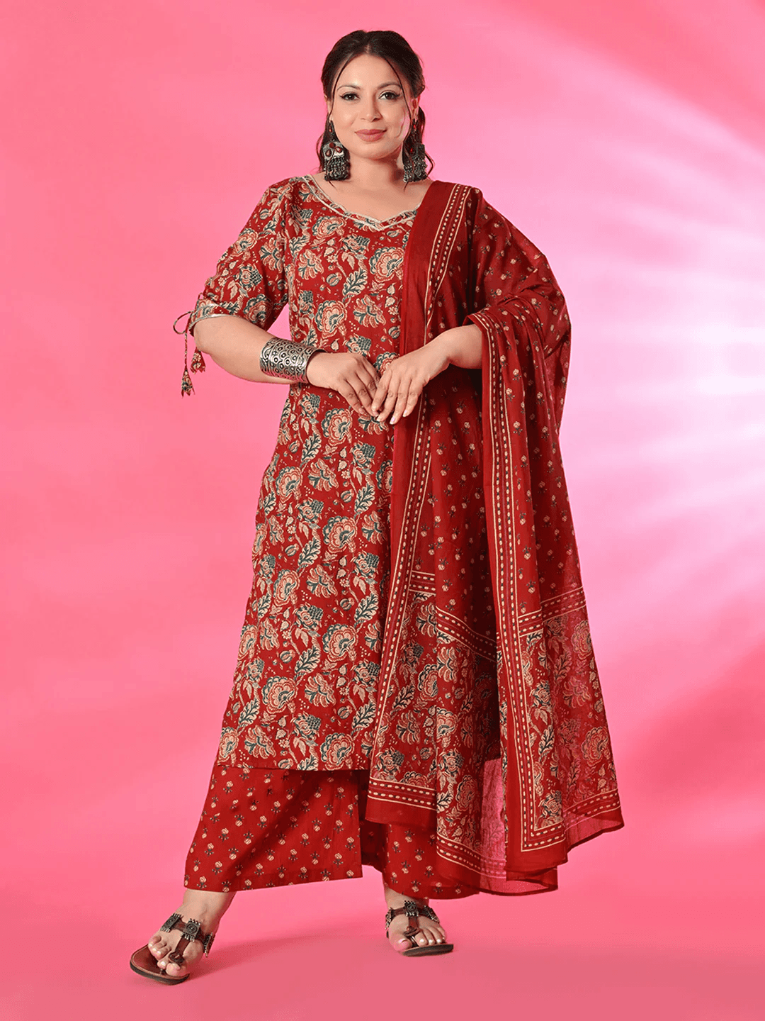 Embroidered Georgette Anarkali Kurta - Three-Piece Set