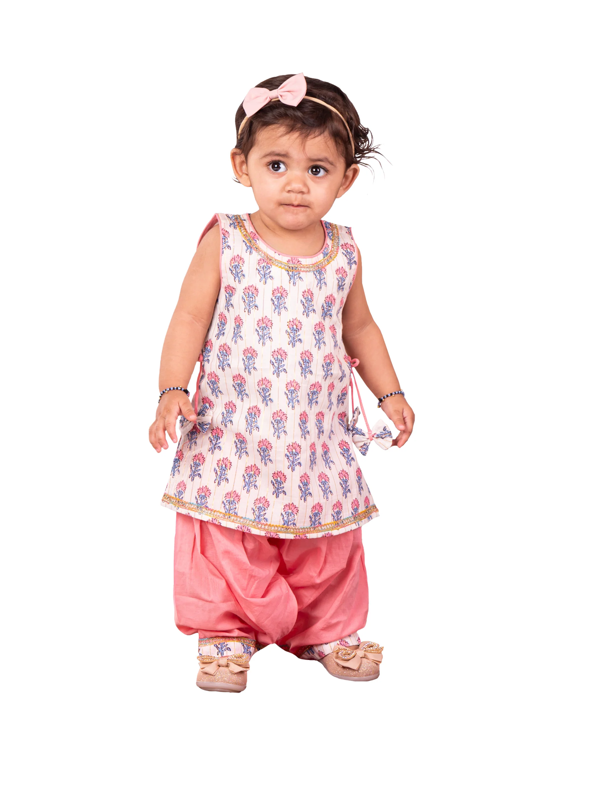 Multicolor Cotton  Girls Kurta Set
