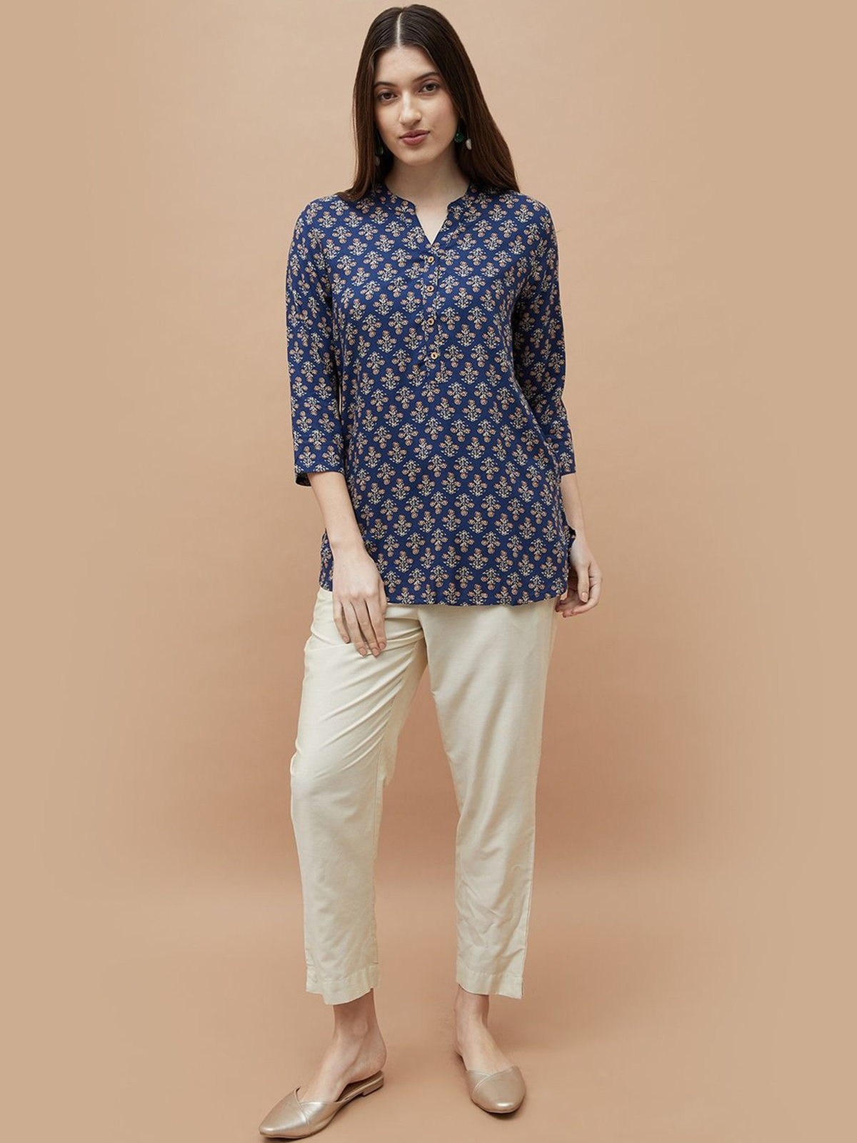 Women’s Violet & Maroon Floral Print Rayon Kurti AROMIE.STORE