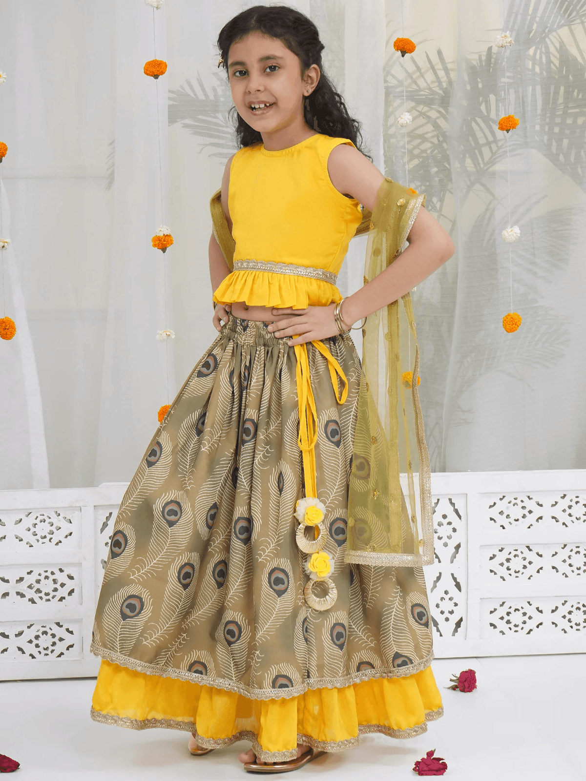 Girls Mor Pankh Lehenga Set