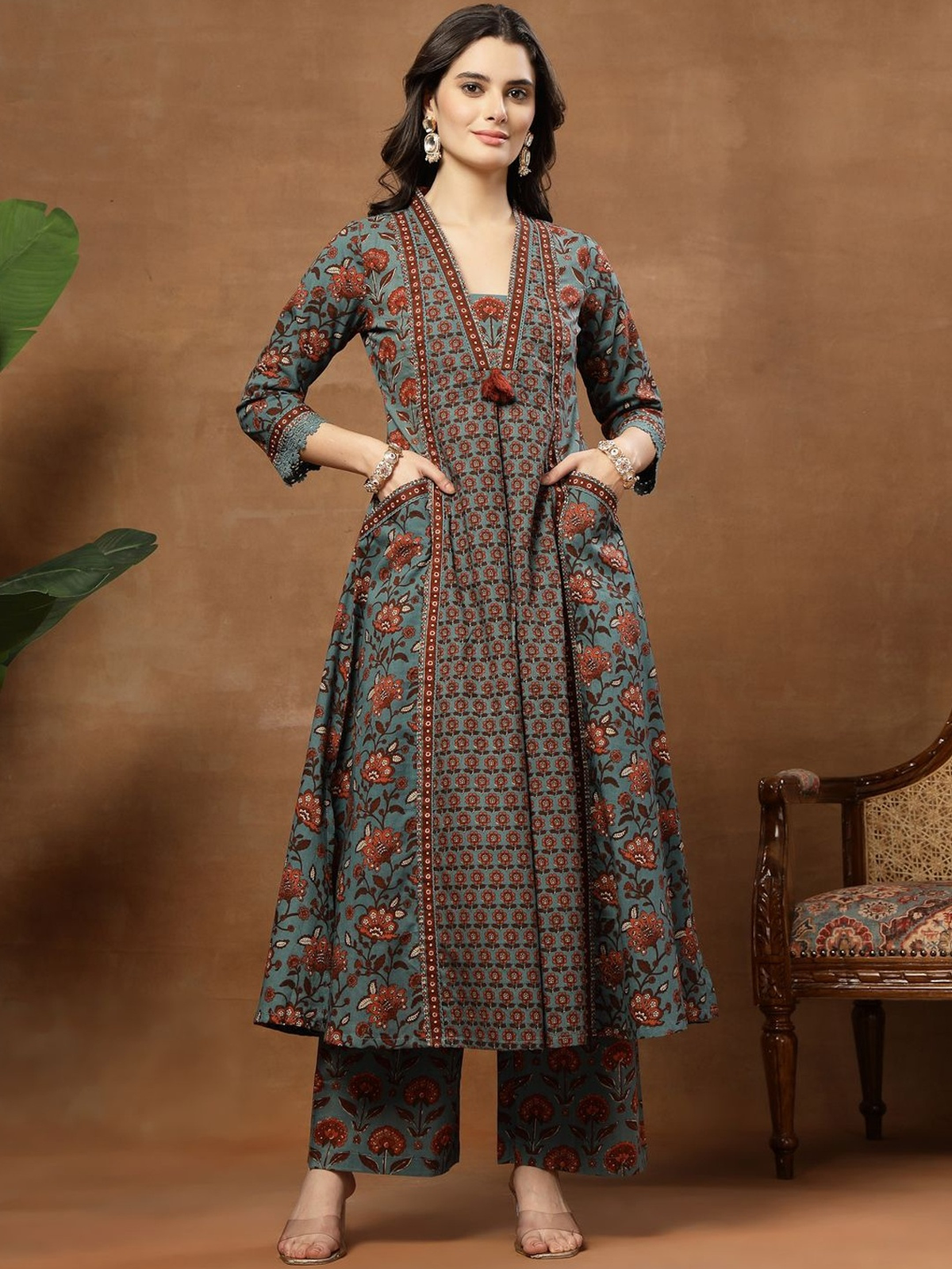 elegant bandhani kurta set - Pink Embroidered 3-Piece