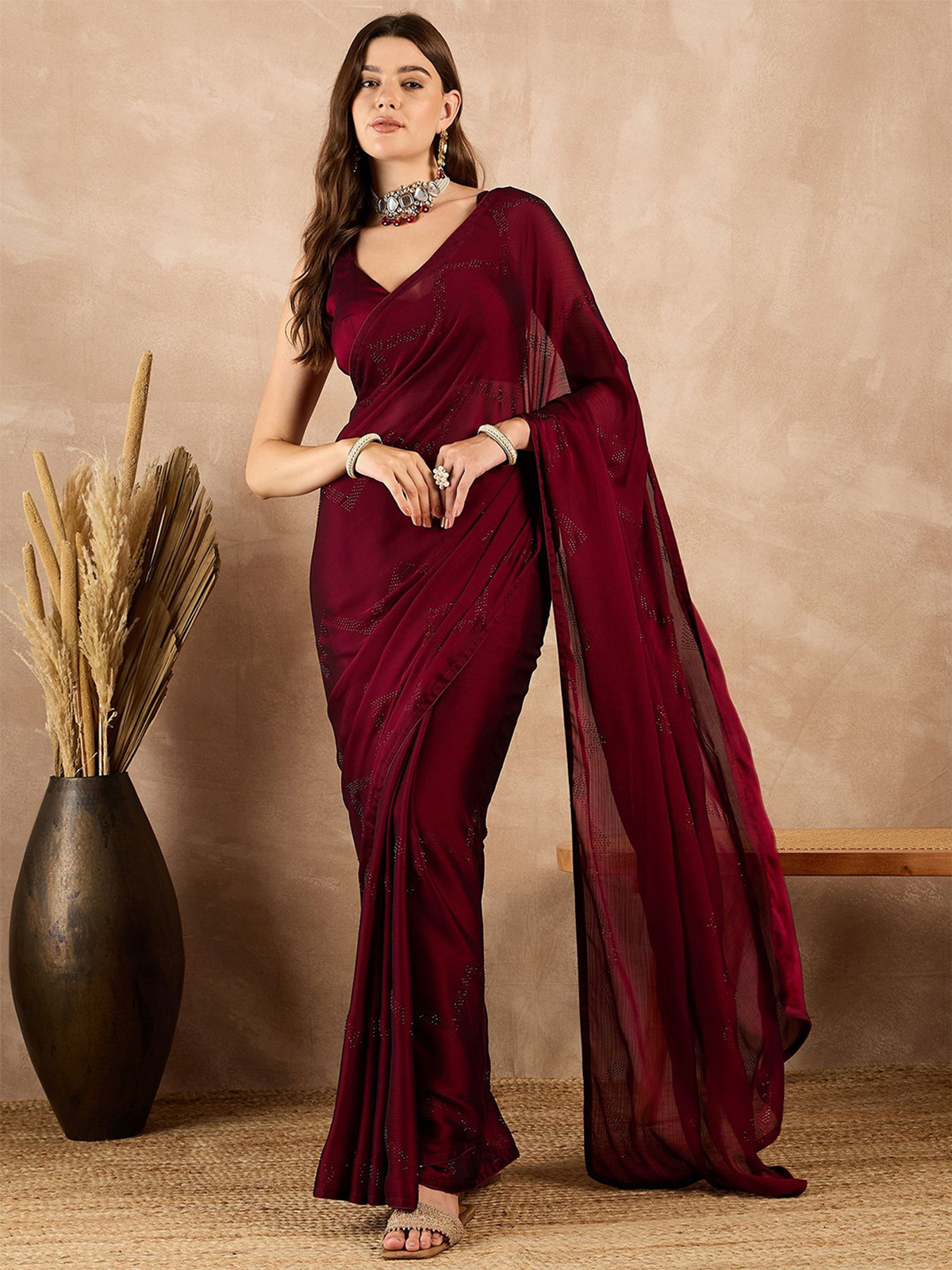 Satin Designer Saree aromie