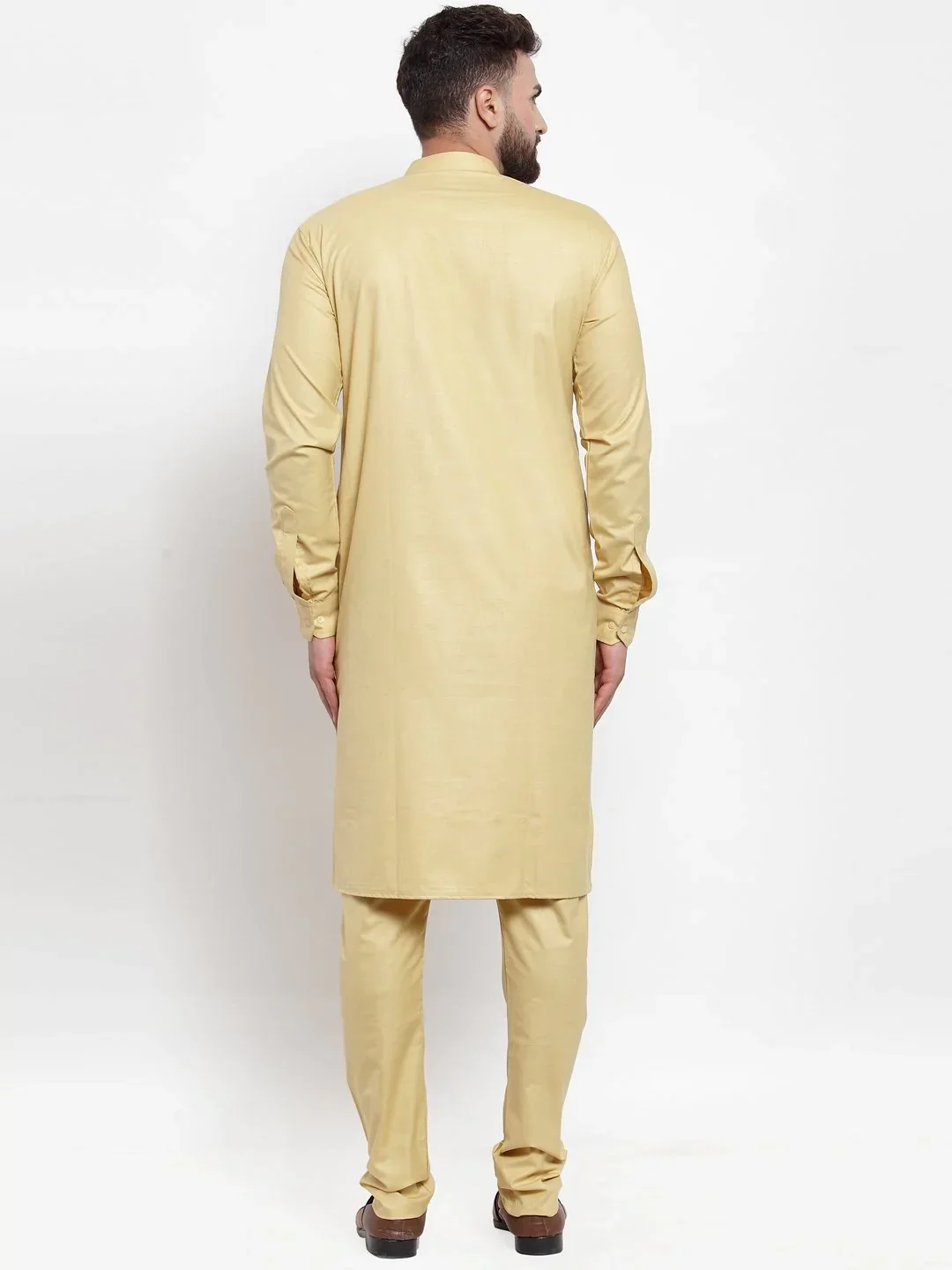 Jompers Men Beige Solid Kurta
