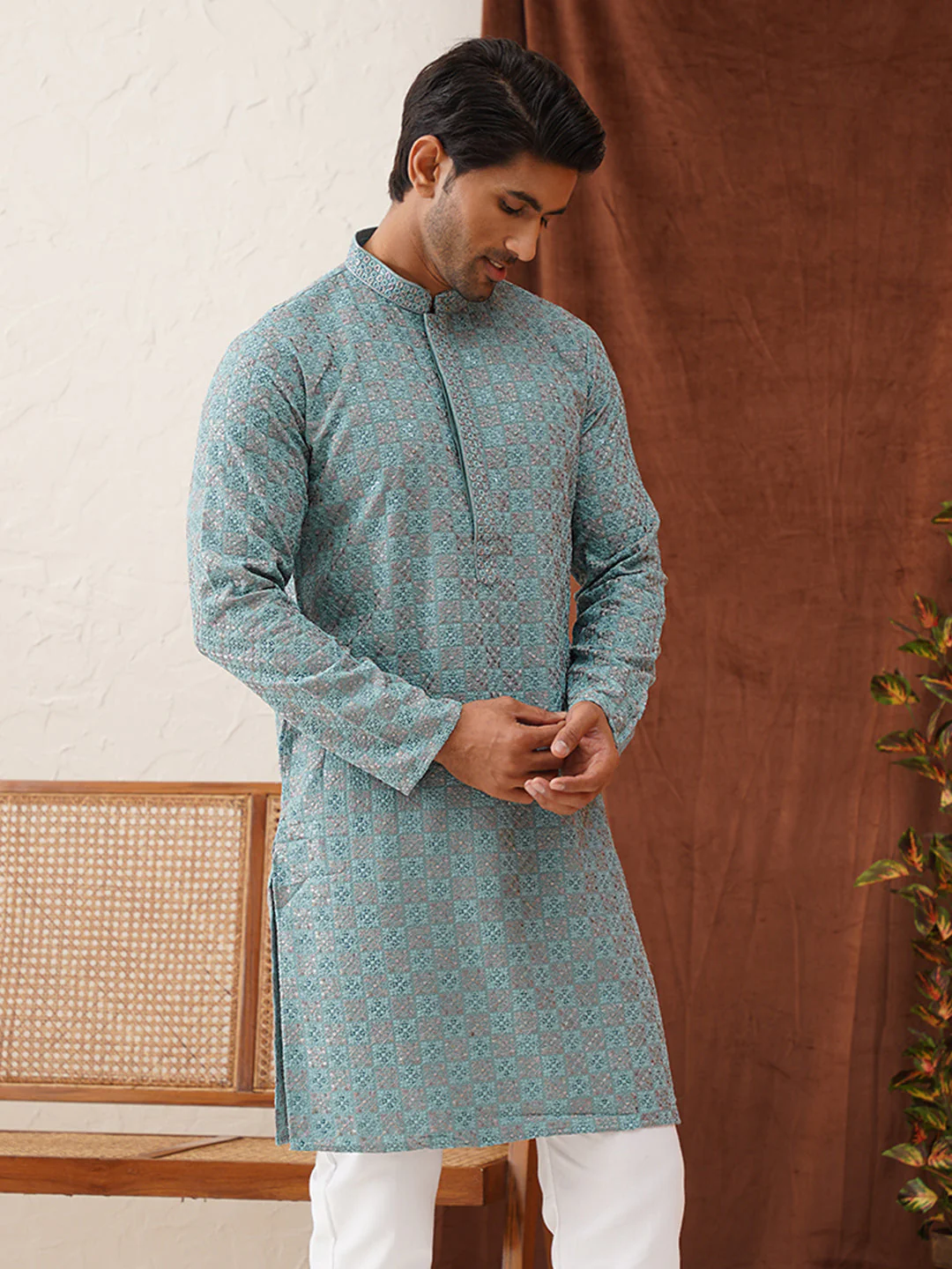 Embroidered Staight Kurtas For Men