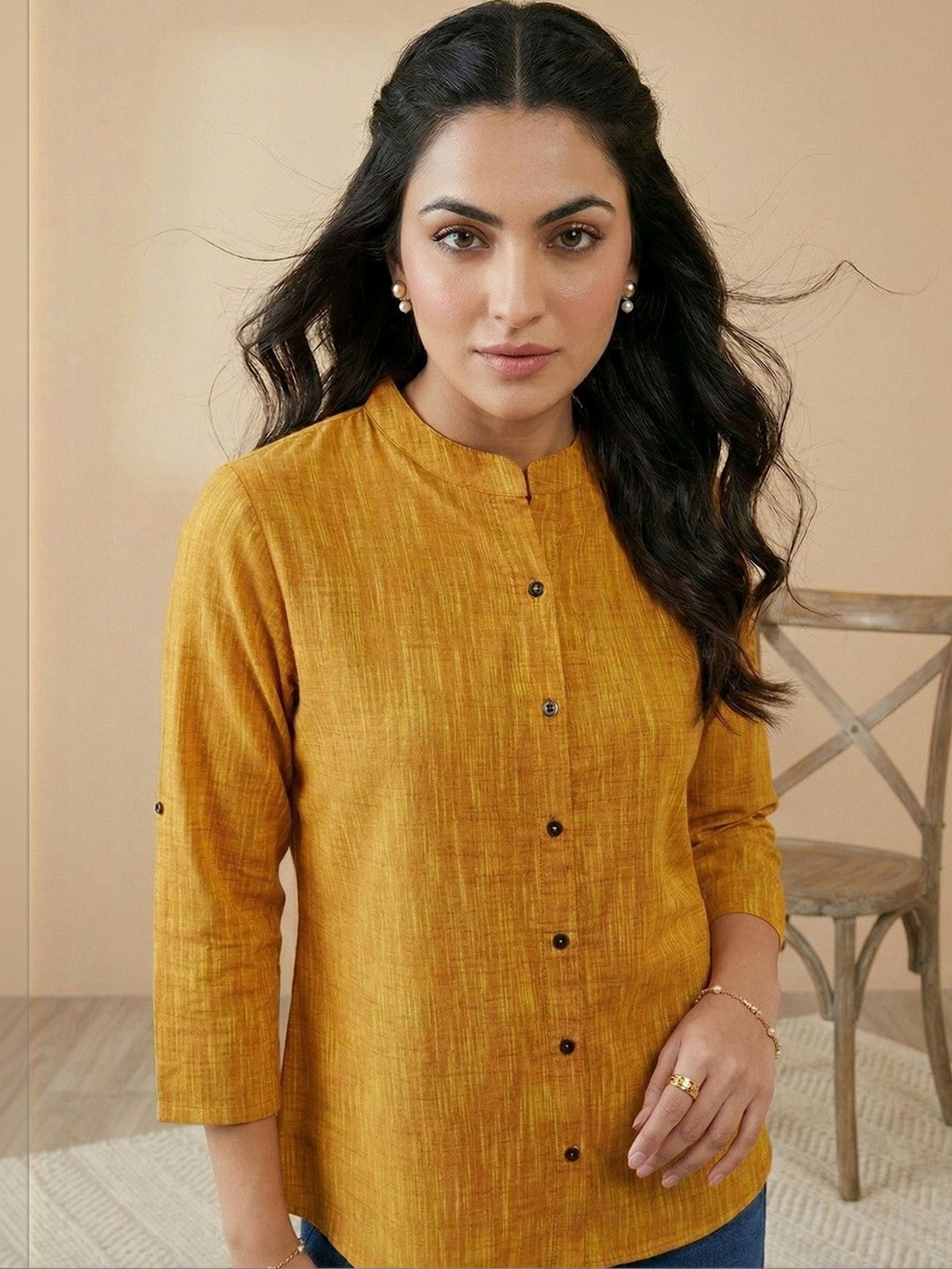 Women’s Mustard Yellow Pure Cotton Kurti AROMIE.STORE