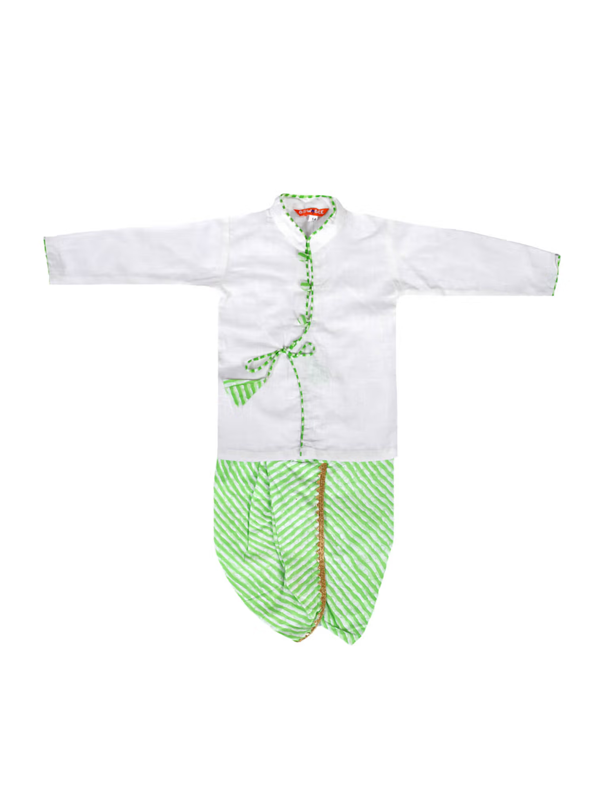 Ethnic Dhoti Kurta for New Born Baby Boy- White (Set of 2)