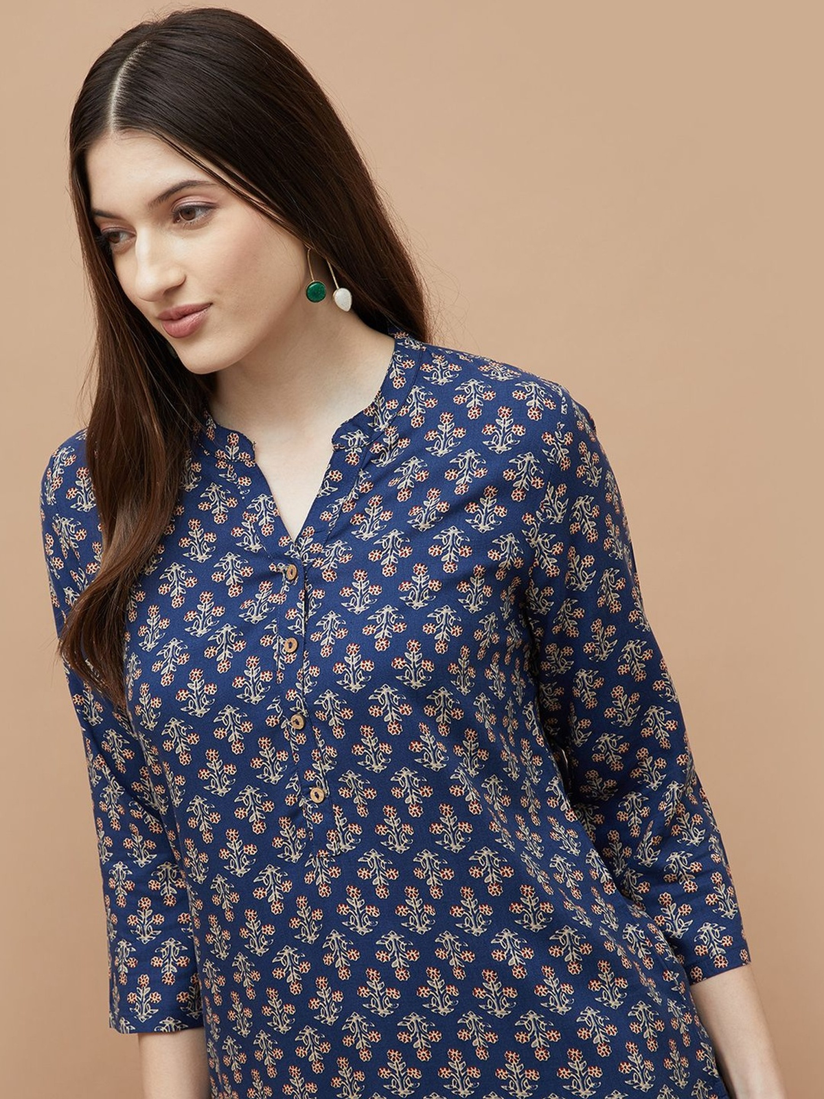 Women’s Violet & Maroon Floral Print Rayon Kurti AROMIE.STORE