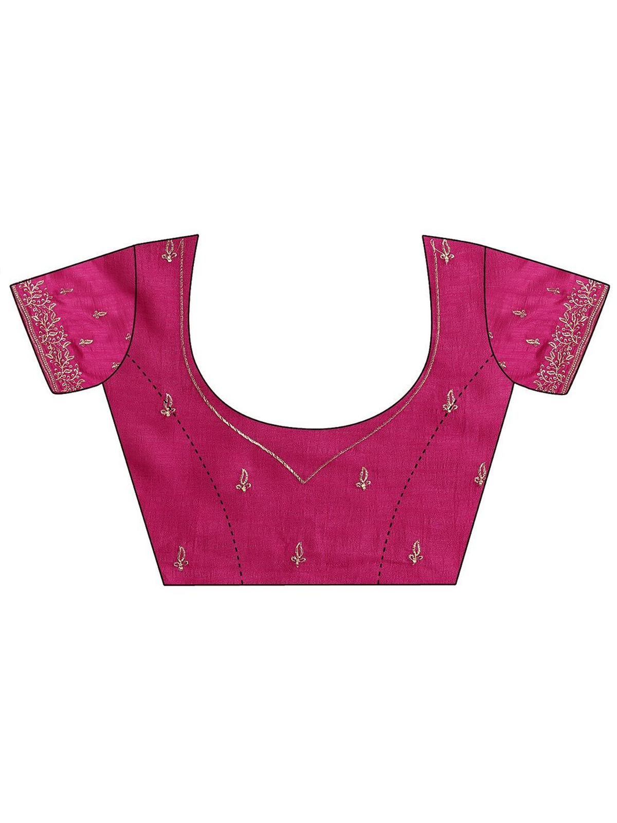 Magenta Embroidered Silk Blend Saree with Blouse Piece aromie