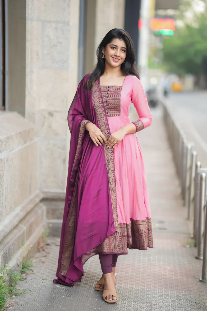 Pure Cotton Anarkali Set with Cotton Dupatta