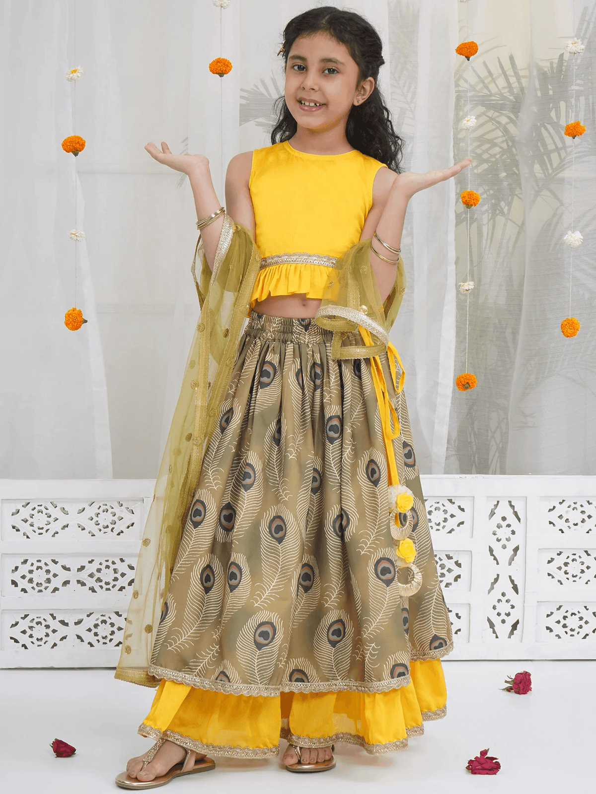 Girls Mor Pankh Lehenga Set