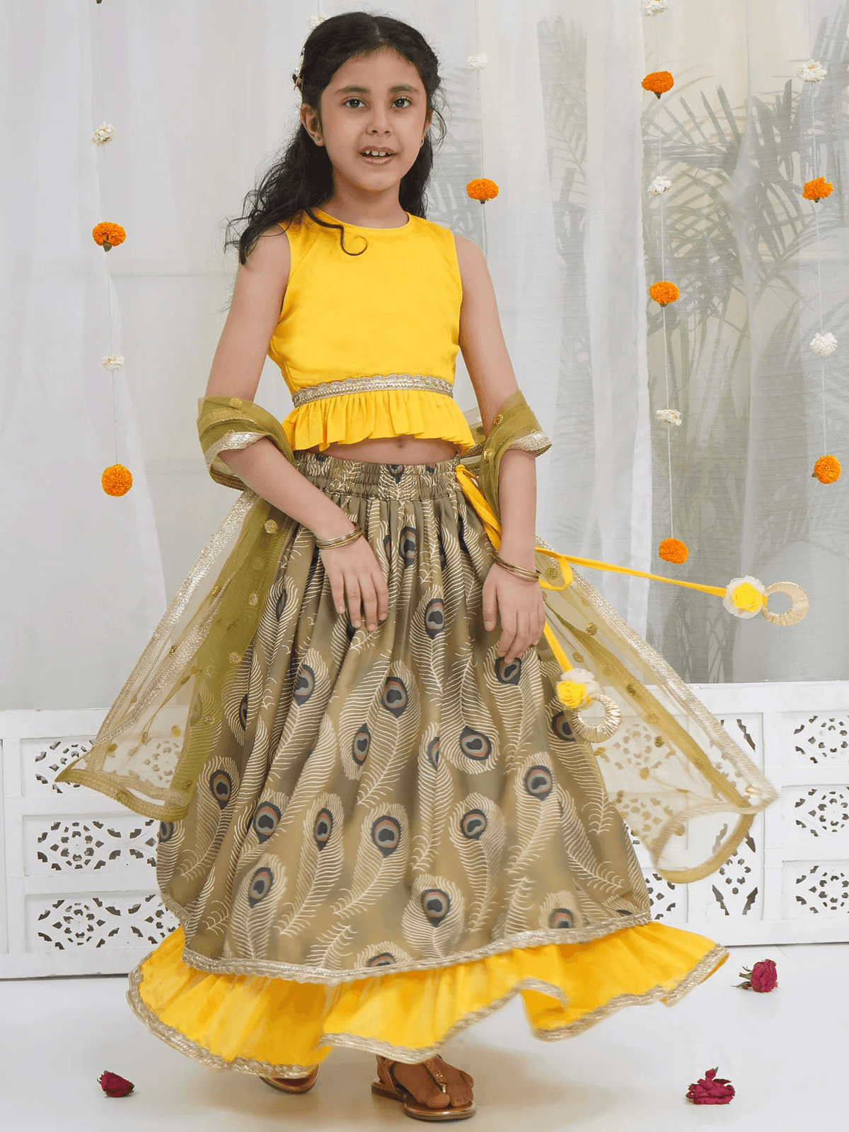 Girls Mor Pankh Lehenga Set