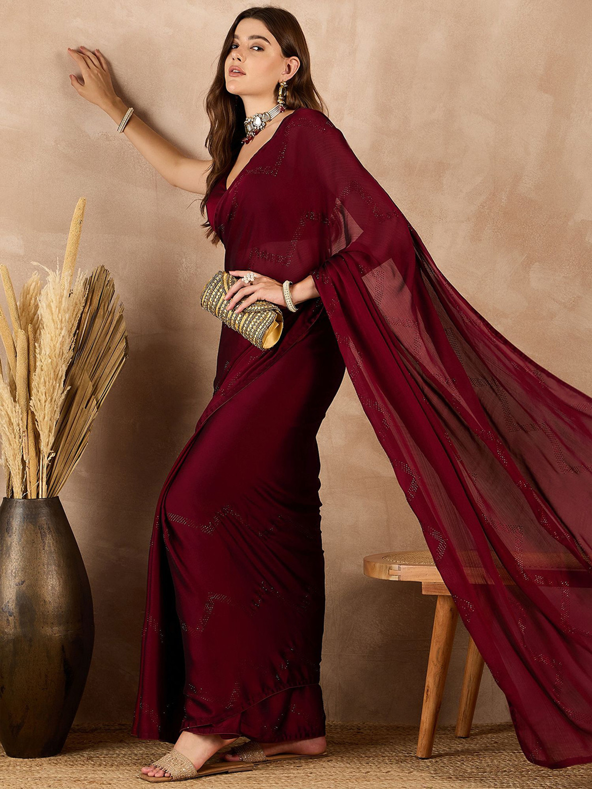 Satin Designer Saree aromie