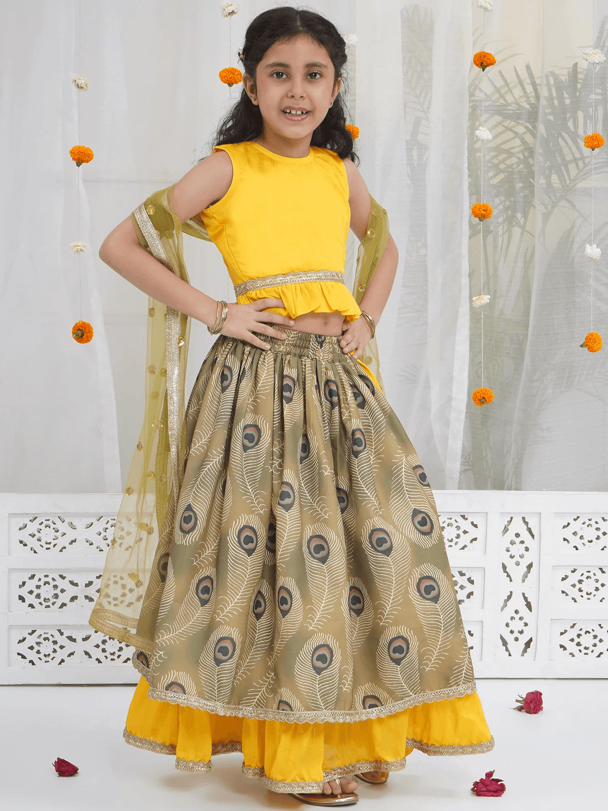 Girls Mor Pankh Lehenga Set