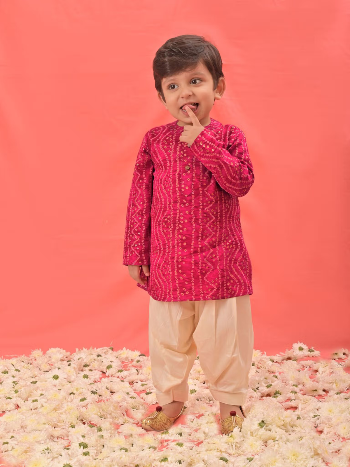 Infant Boys Pink Rayon Kurta Patiala (Set of 2)