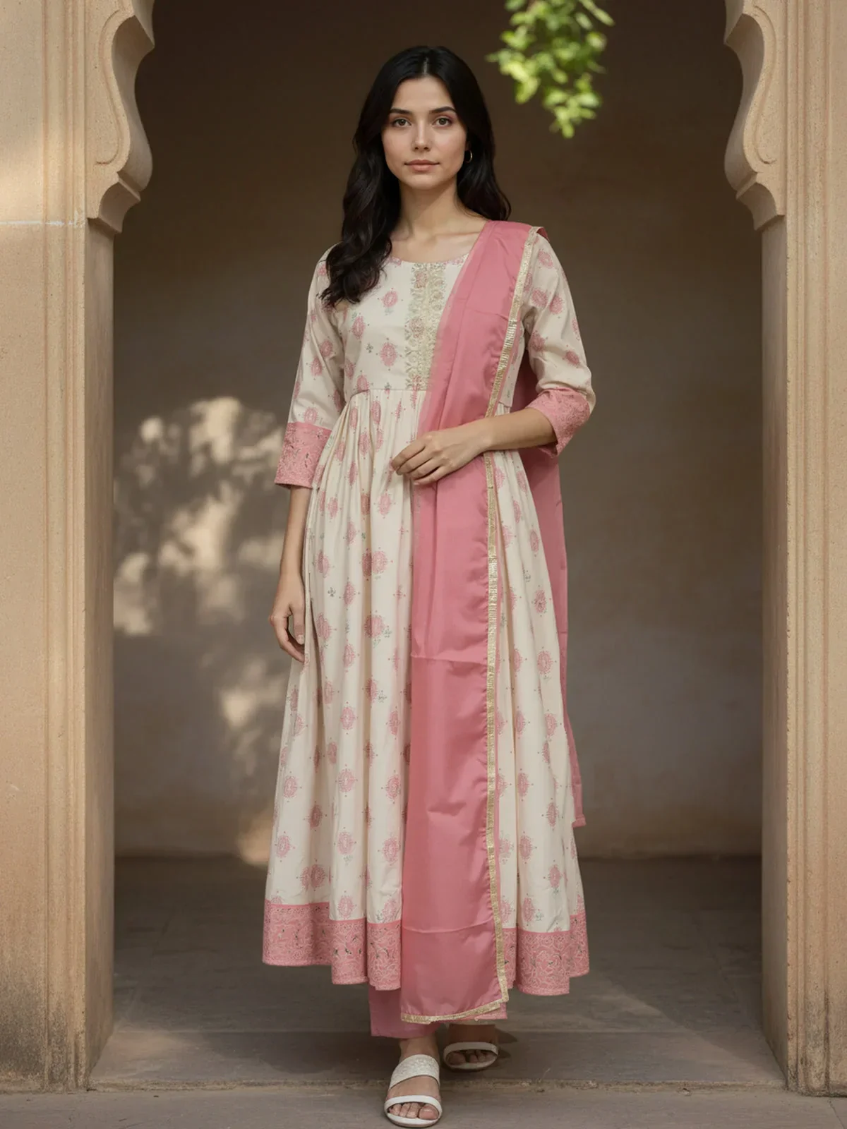 Women’s Viscose Poly Embroidered Anarkali Suit Set