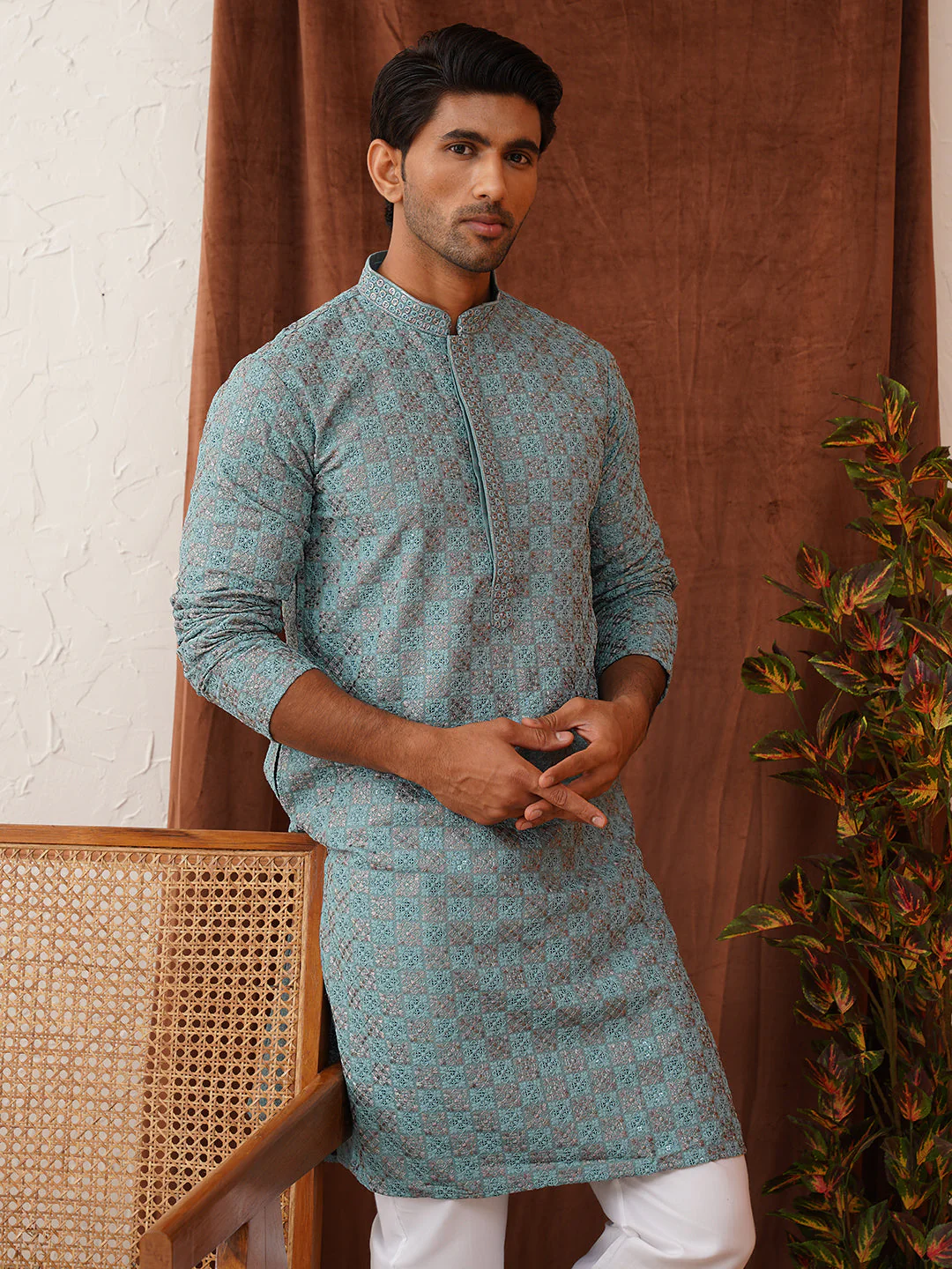Embroidered Staight Kurtas For Men